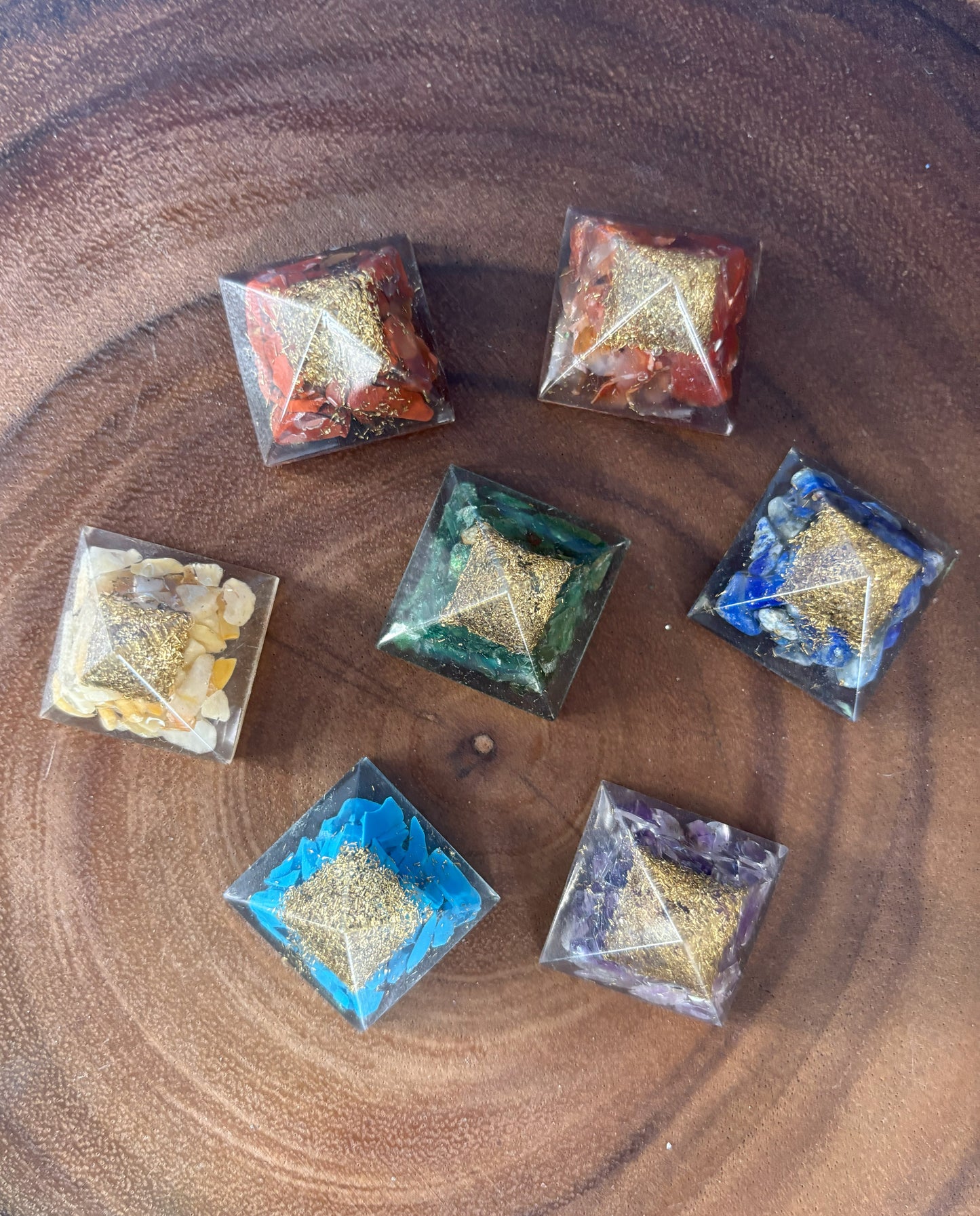 Mini Chakra Orgonite Pyramid Set