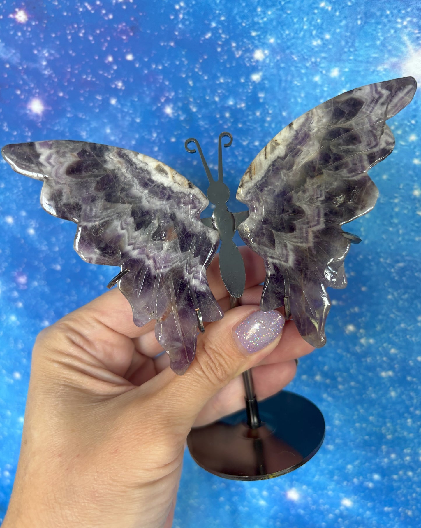 Chevron Amethyst Butterfly on Stand