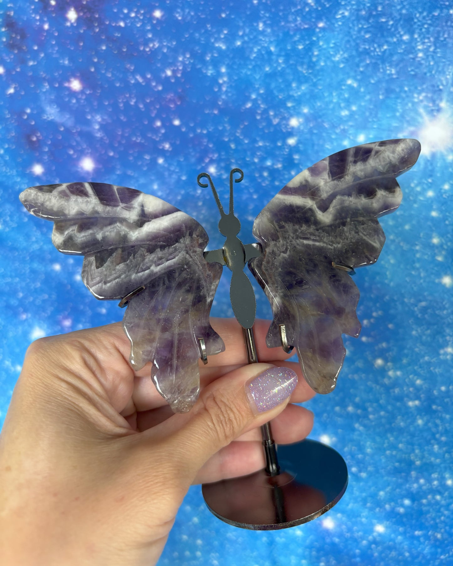Chevron Amethyst Butterfly on Stand
