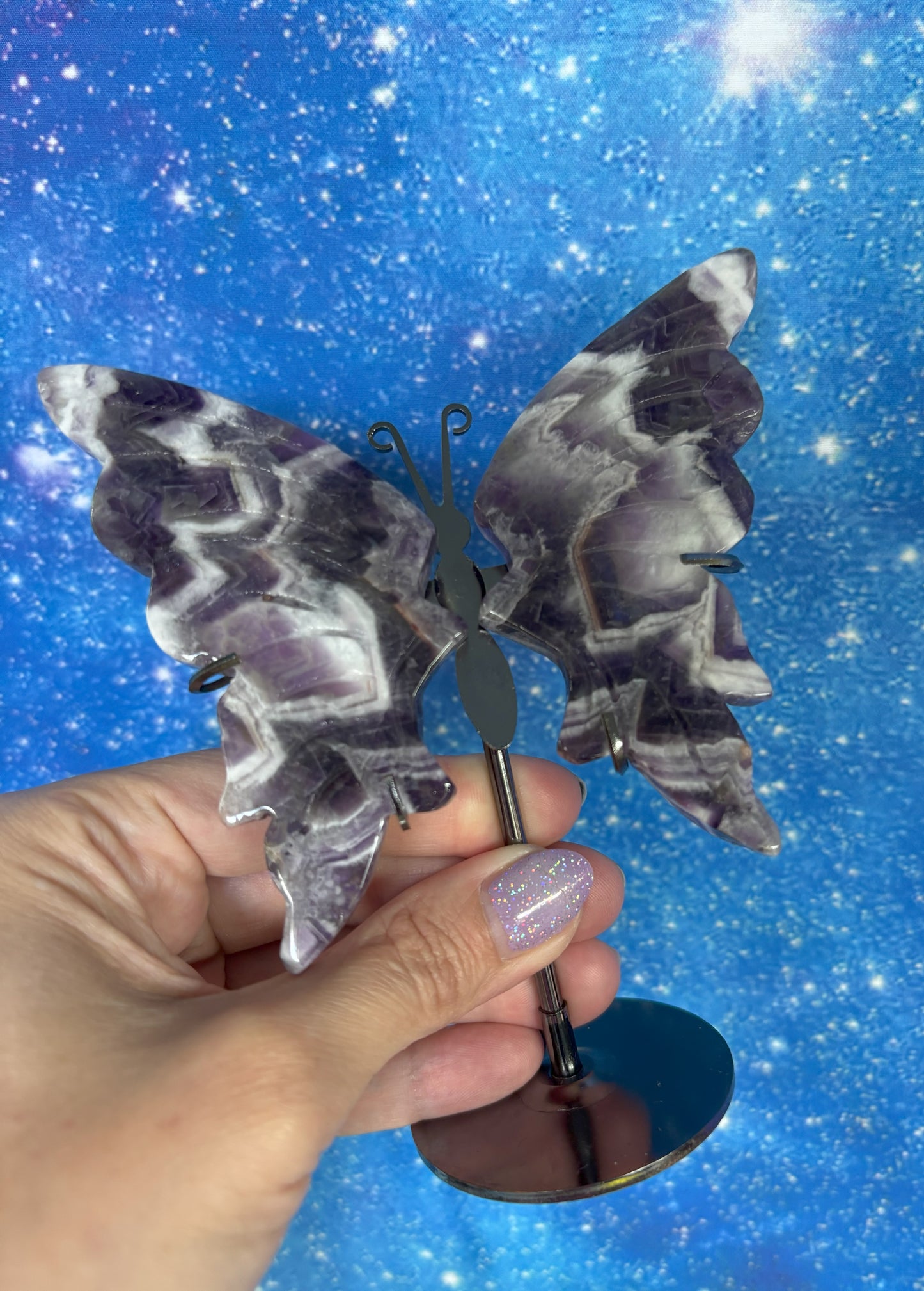 Chevron Amethyst Butterfly on Stand