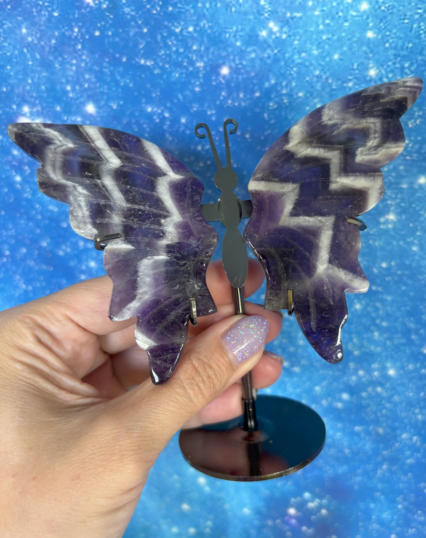 Chevron Amethyst Butterfly on Stand