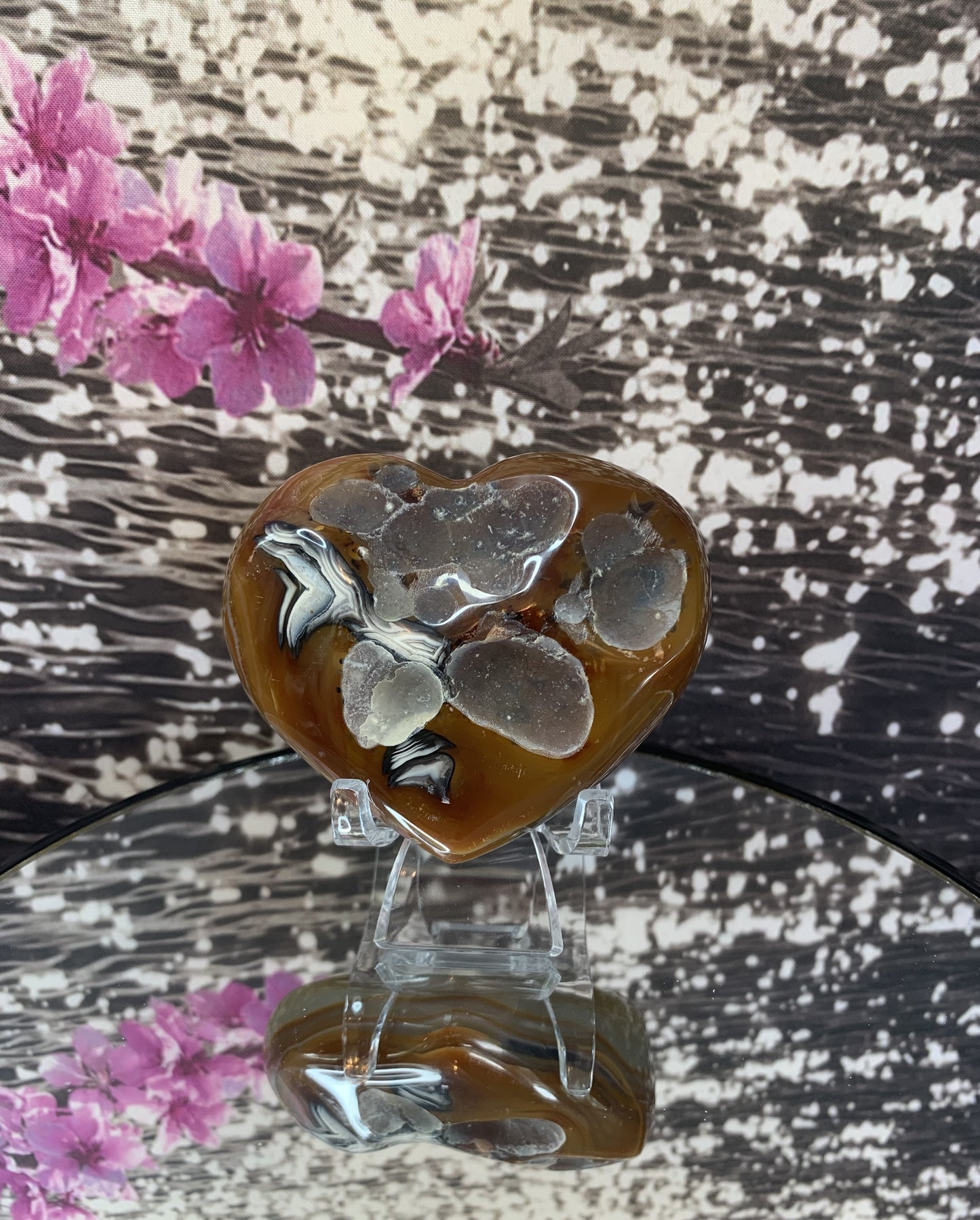 Polished Druzy Agate Heart