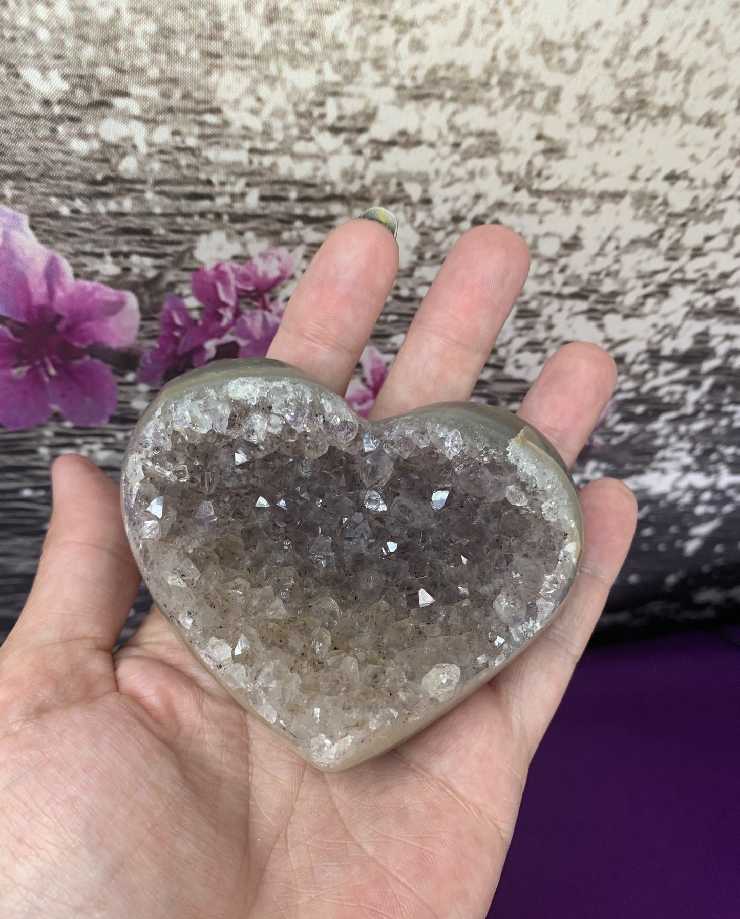 Polished Druzy Agate Heart