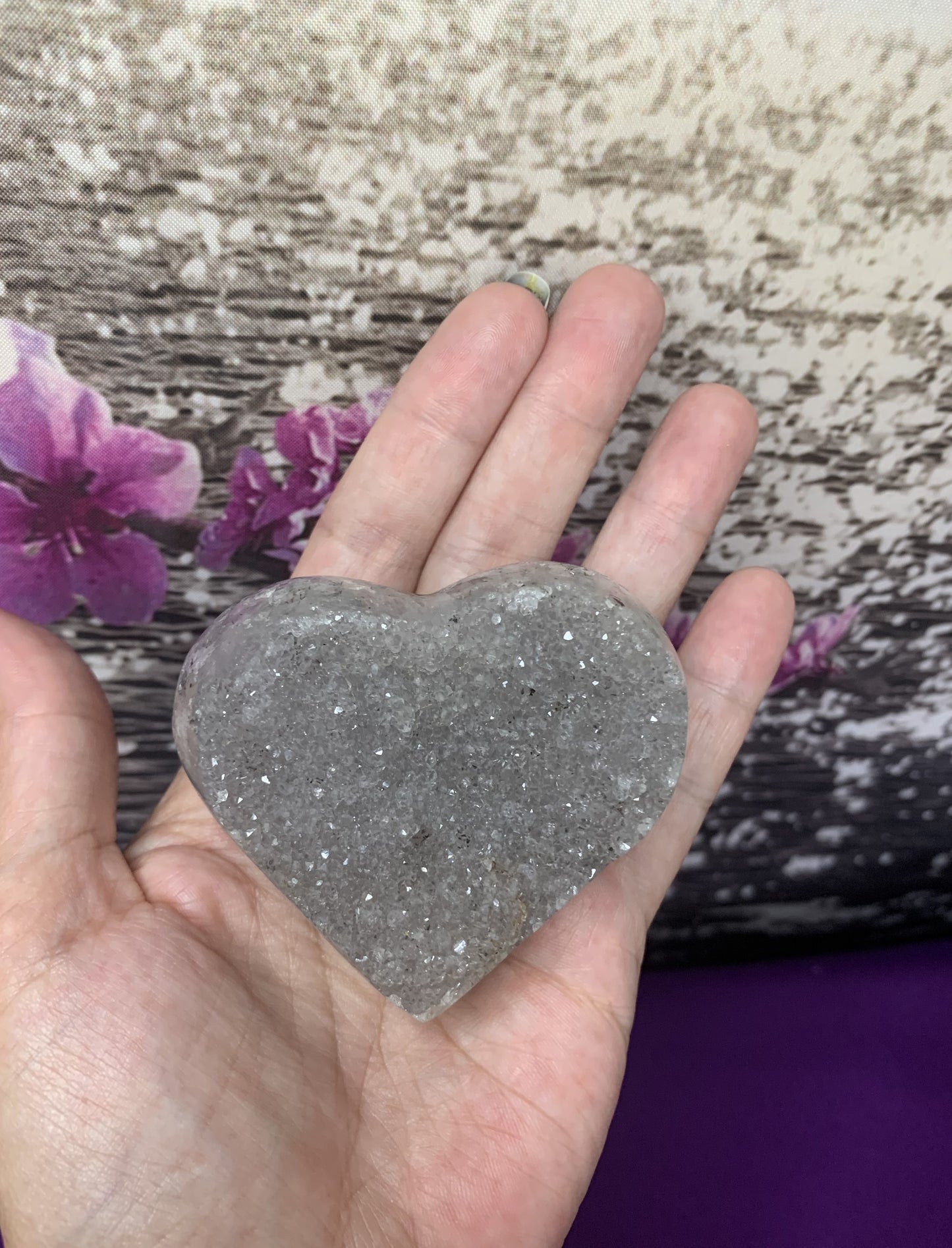 Polished Druzy Agate Heart