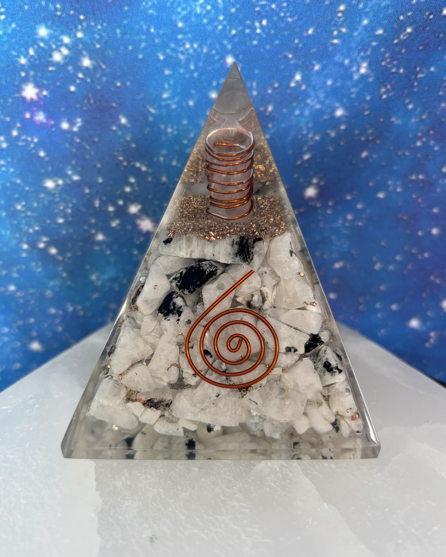 2.5" Rainbow Moonstone Orgonite Pyramid