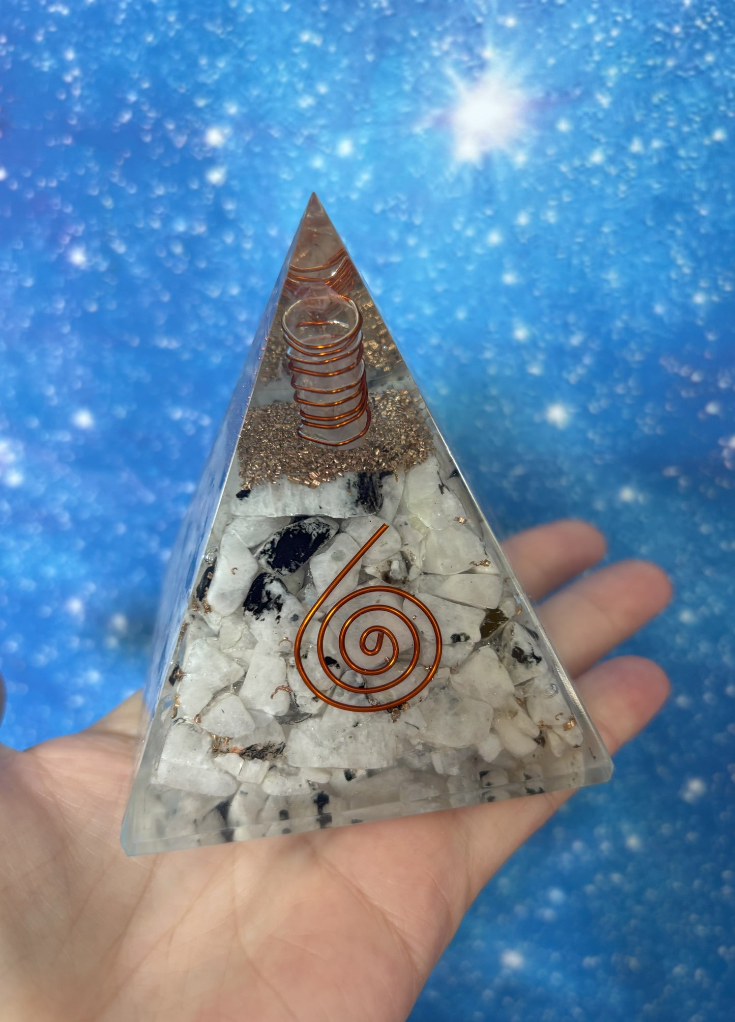 2.5" Rainbow Moonstone Orgonite Pyramid