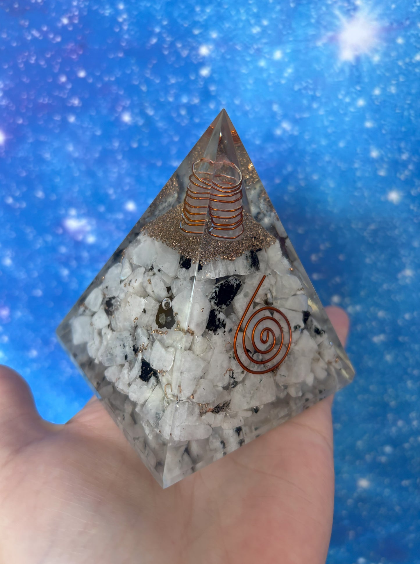 2.5" Rainbow Moonstone Orgonite Pyramid