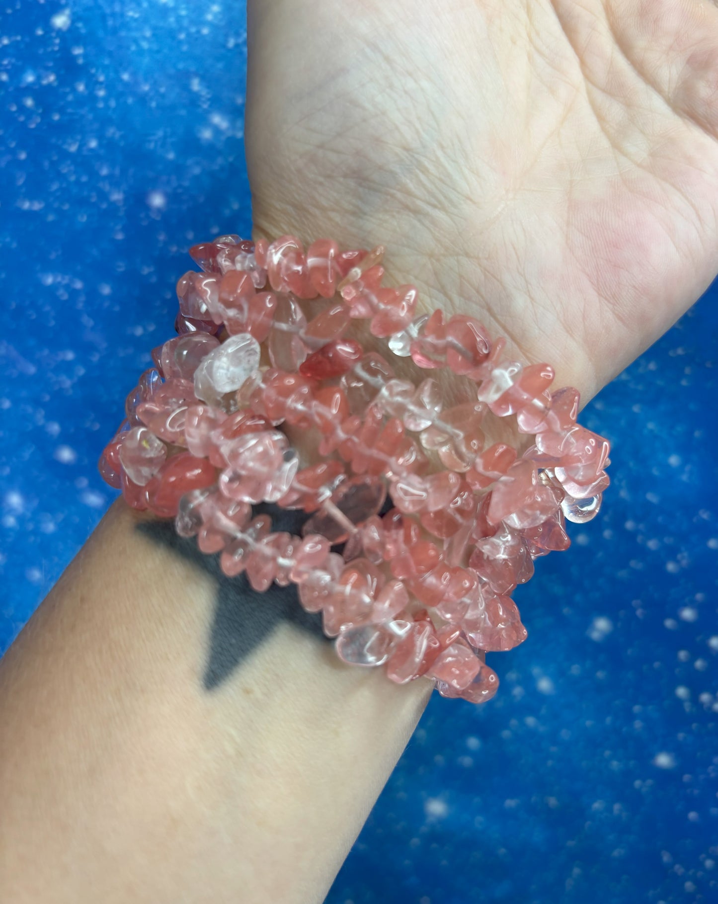 Cherry Quartz Chip Bracelets