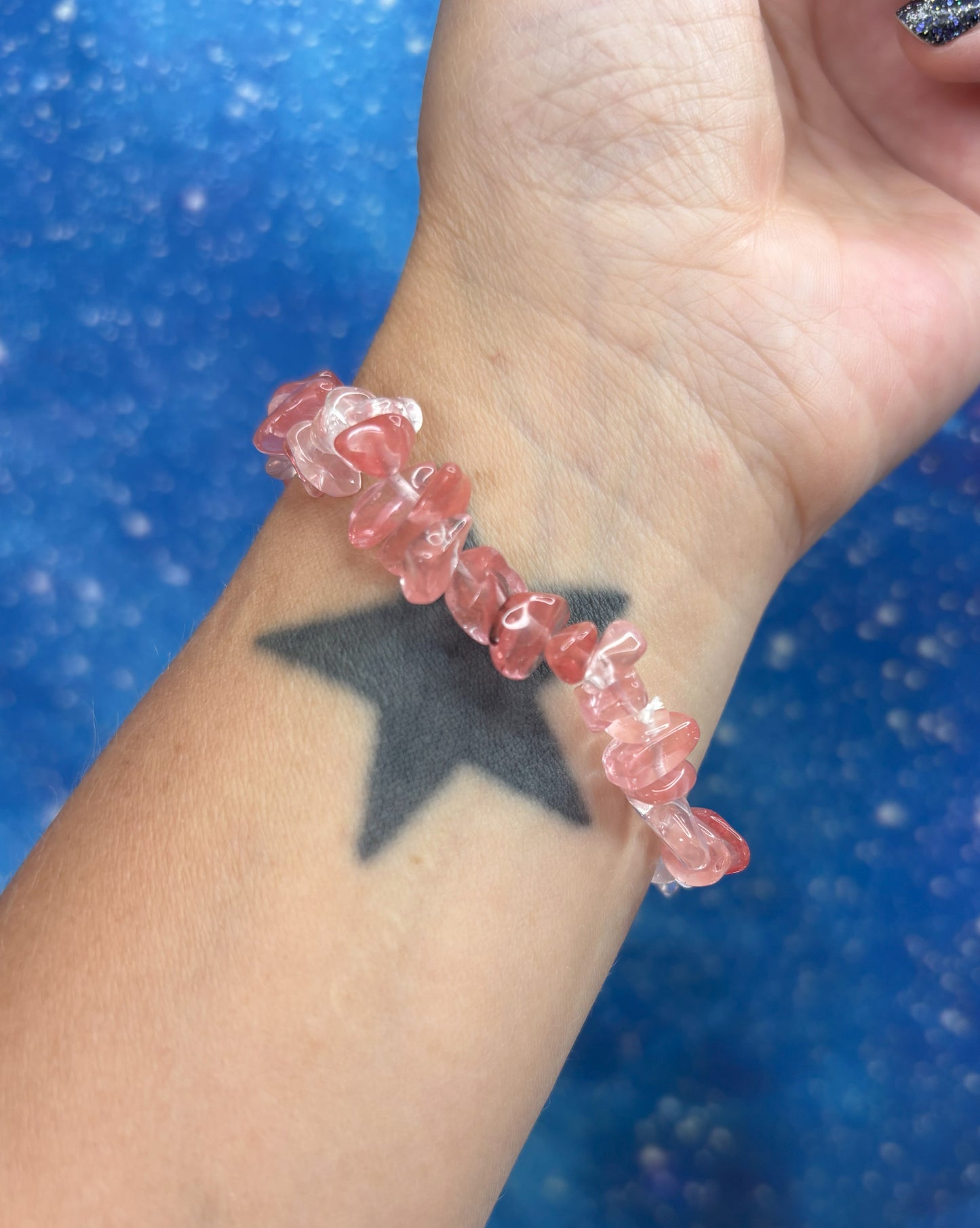 Cherry Quartz Chip Bracelets