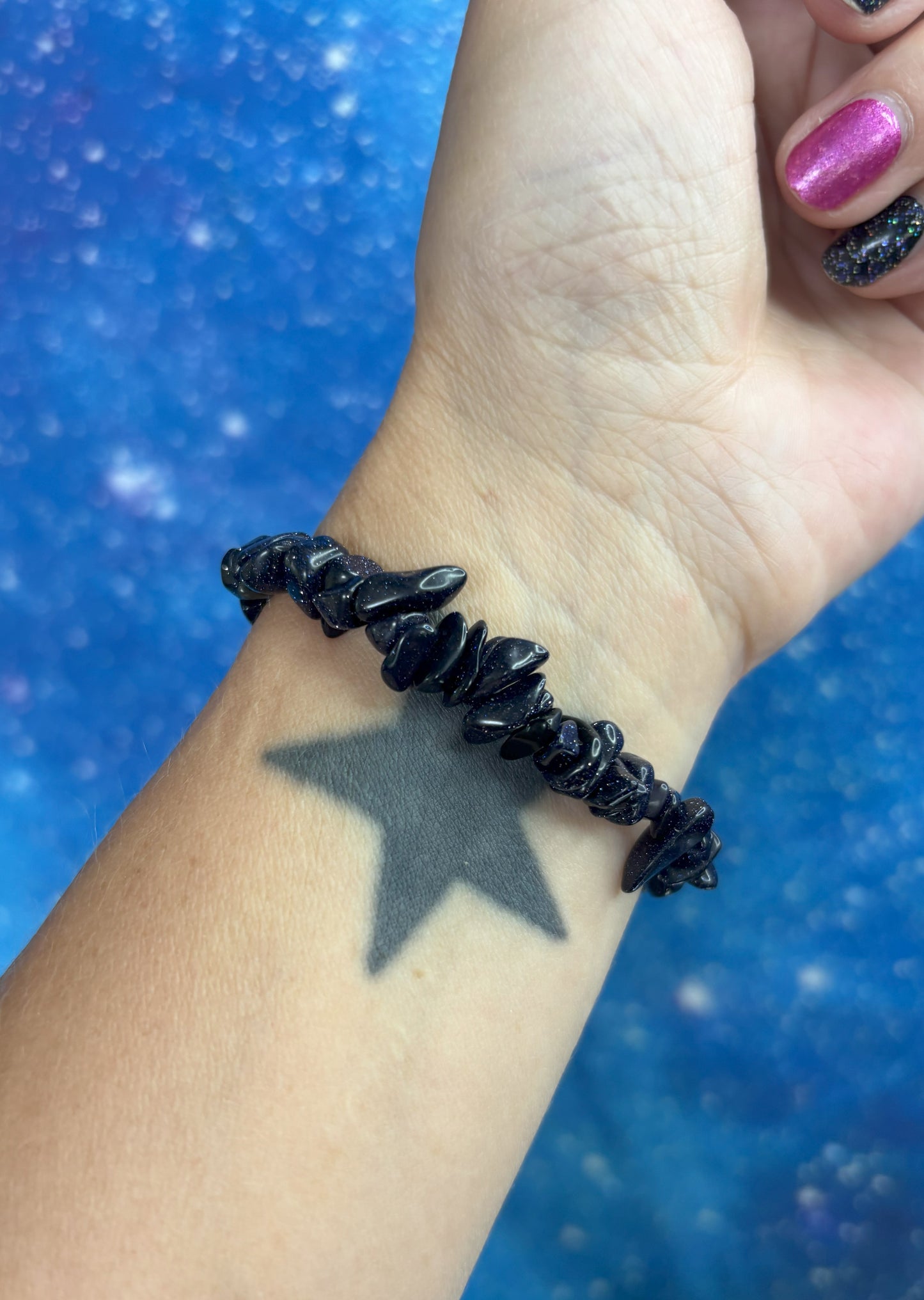 Blue Goldstone Chip Bracelets