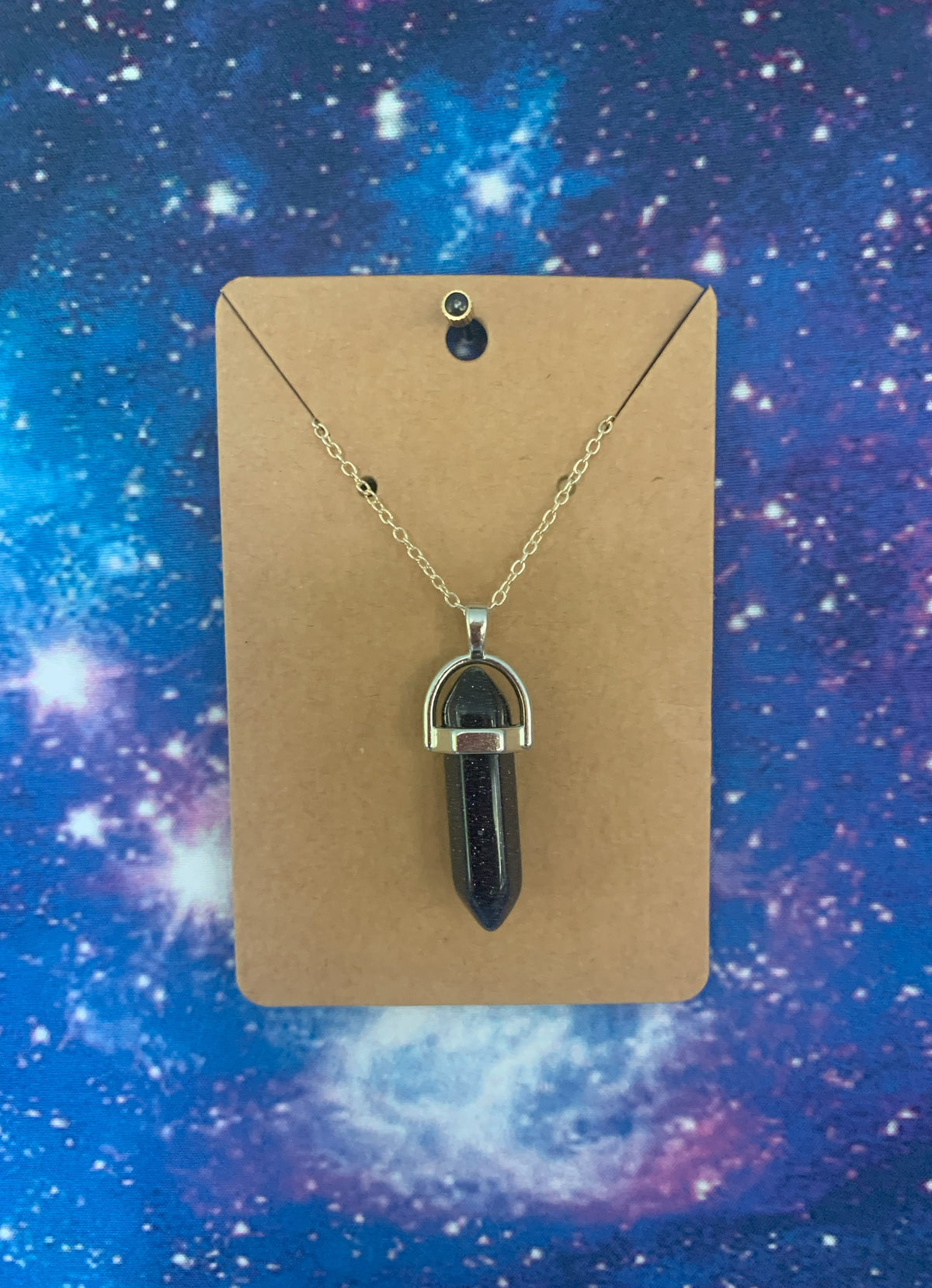 Blue Goldstone & Opalite Point Necklace
