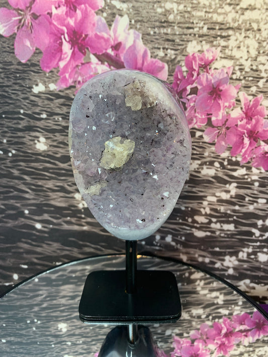 Druzy Amethyst on Stand w/ Calcite