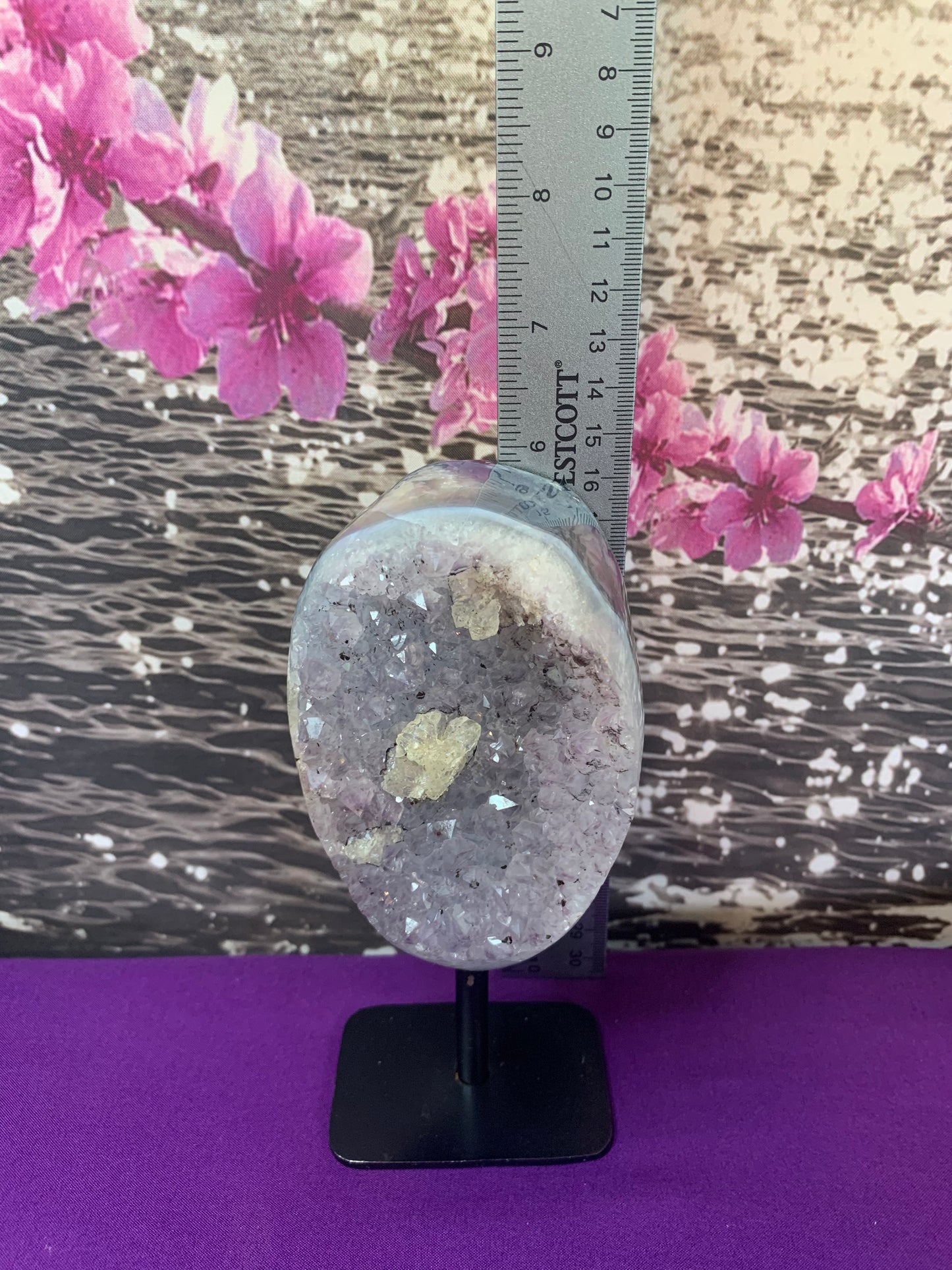 Druzy Amethyst on Stand w/ Calcite