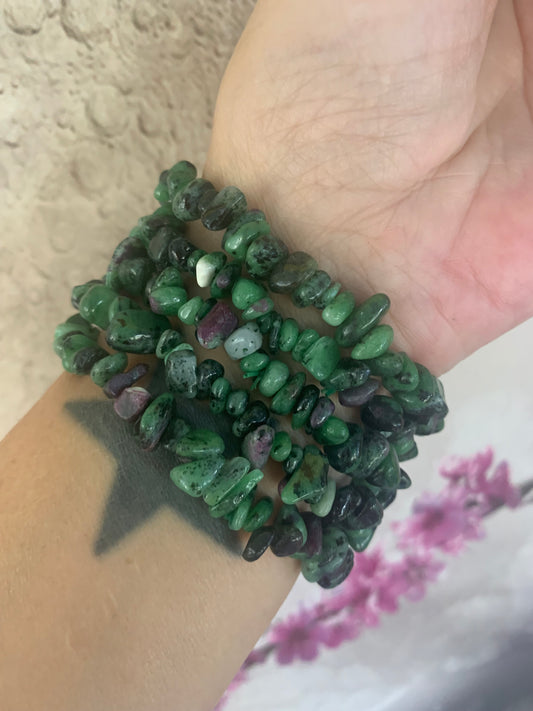 Ruby Zoisite Chip Bracelets