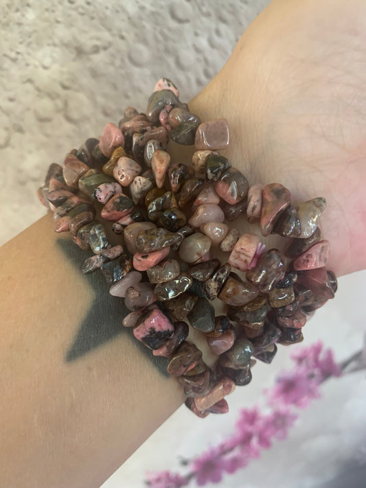 Rhodonite Chip Bracelets