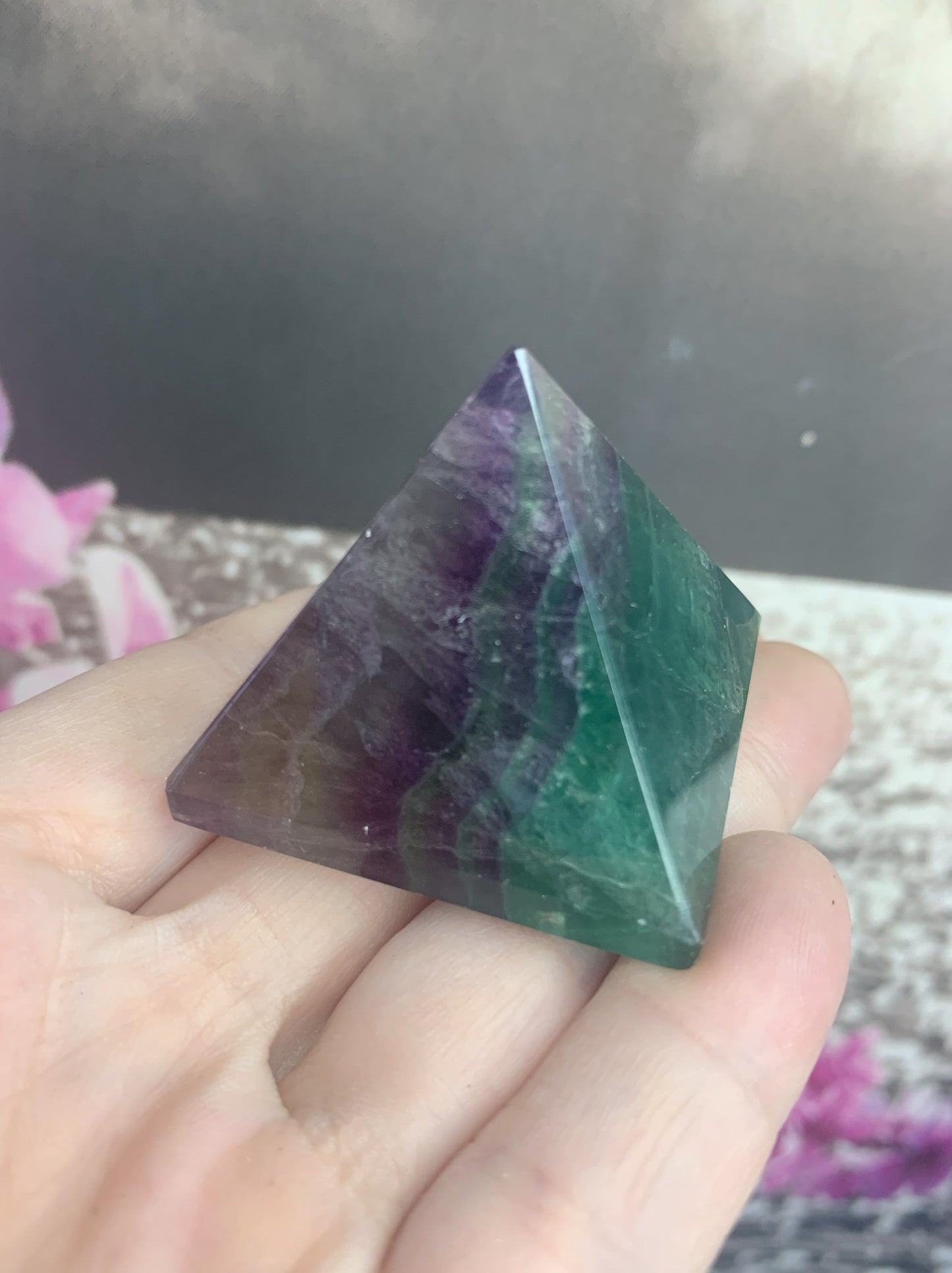 Rainbow Fluorite Pyramid