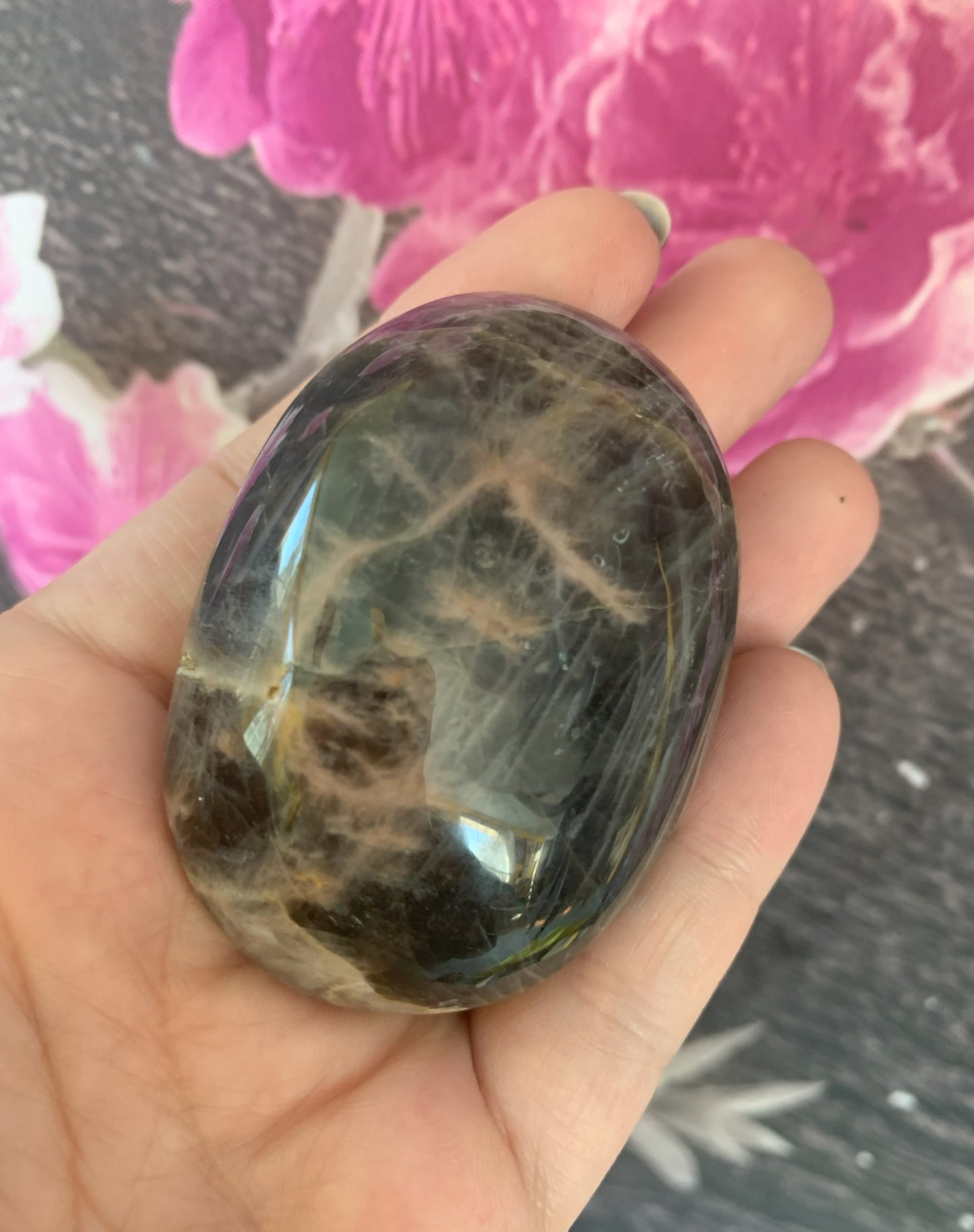 Black Moonstone Palm Stones