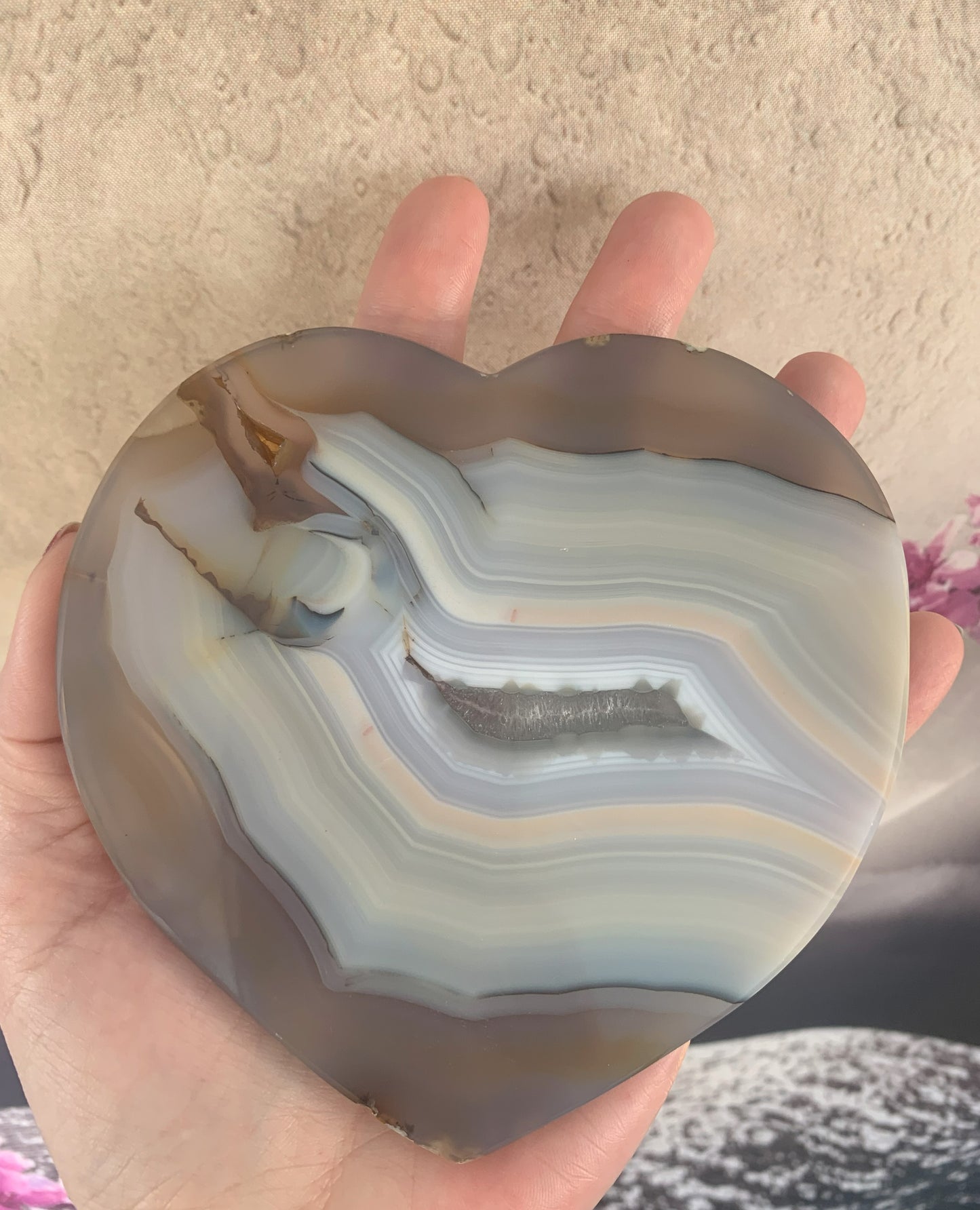 Agate Heart Slice