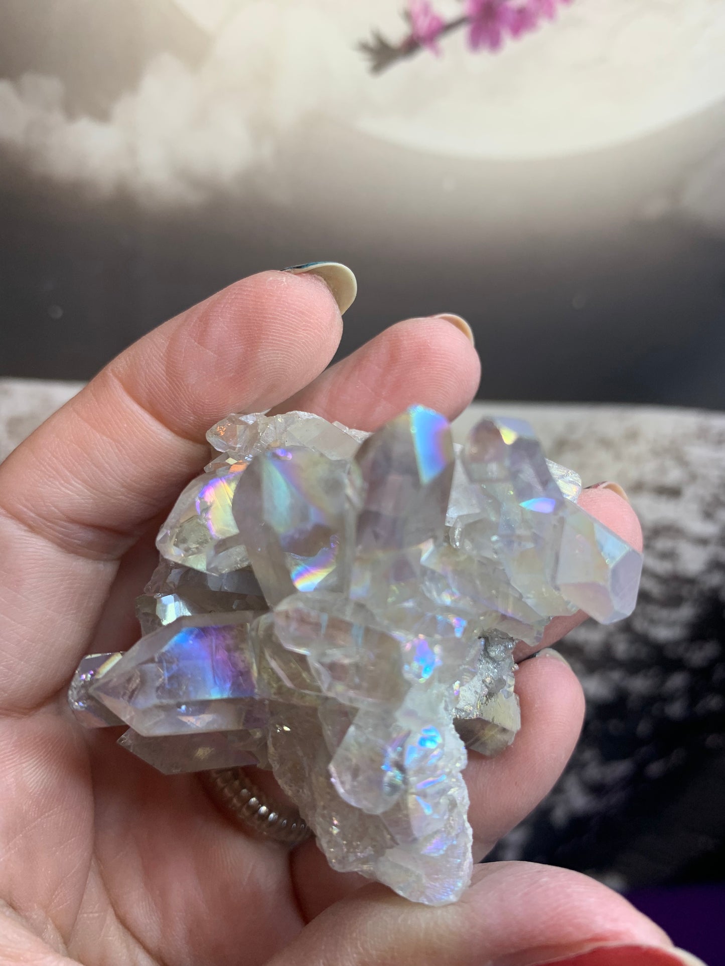 Angel Aura Quartz Crystal Cluster SM