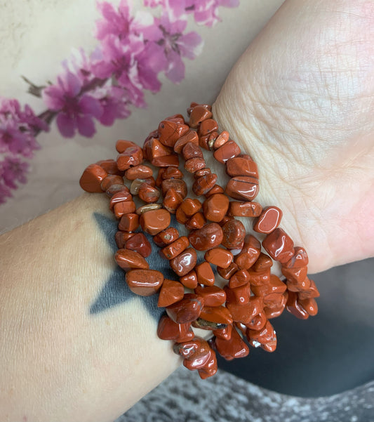 Red Jasper Chip Bracelet