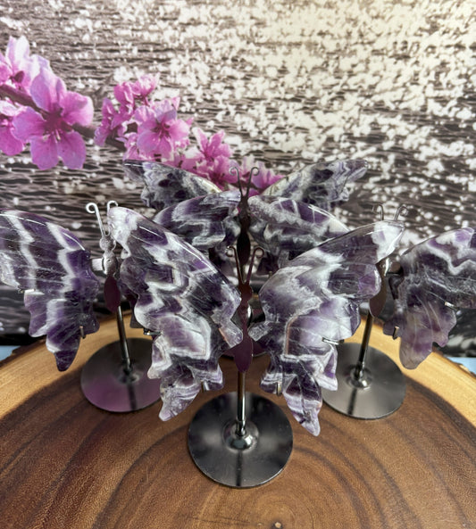Chevron Amethyst Butterfly on Stand