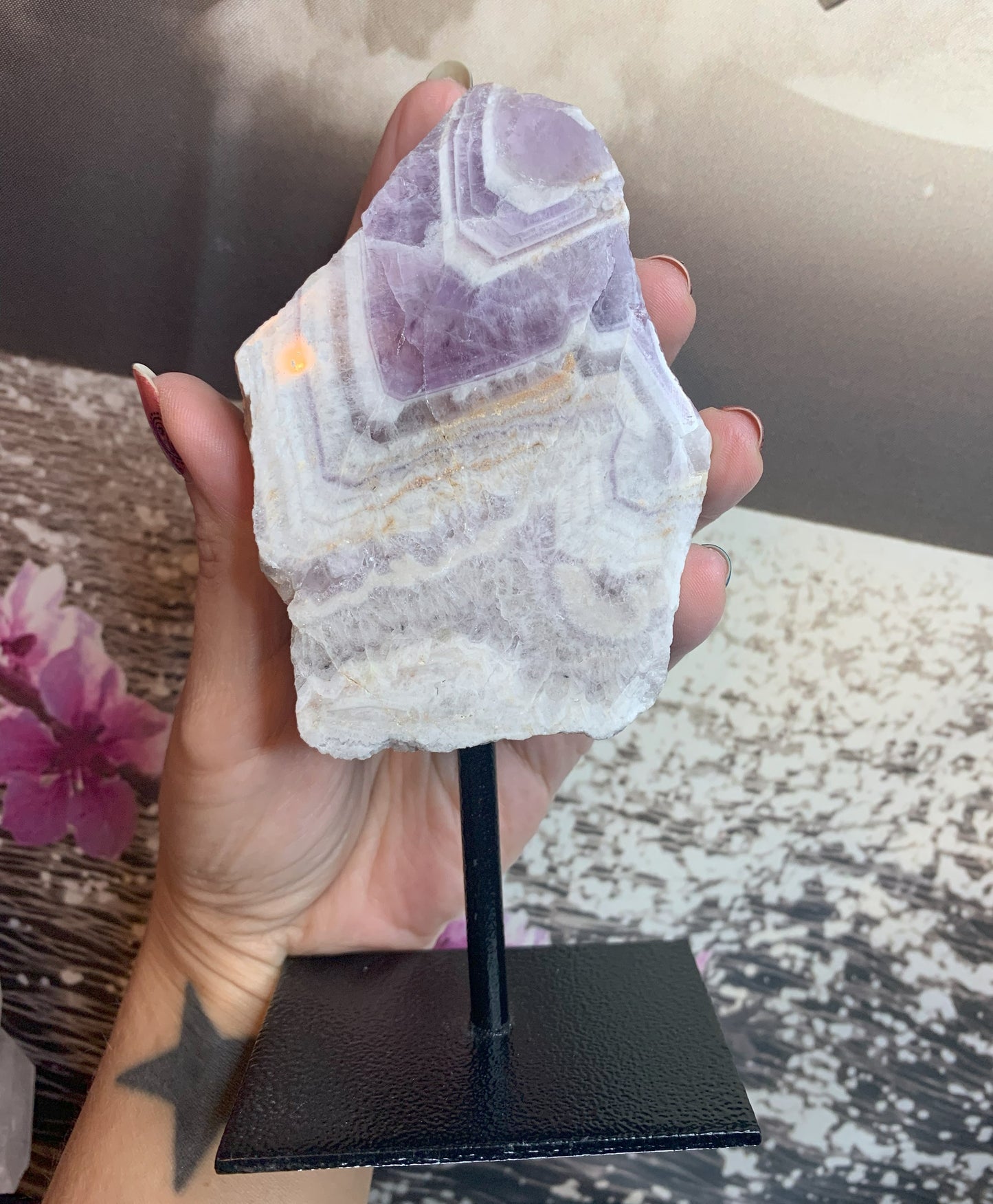 Chevron Amethyst on Stand