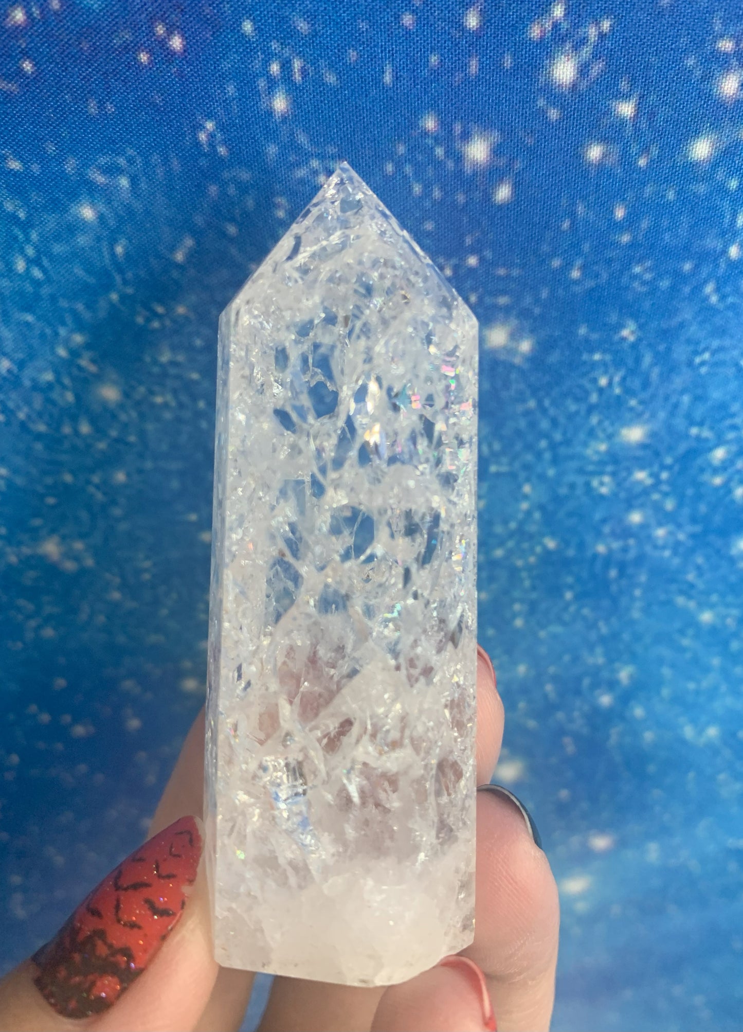 Crackle Clear Quartz Tower