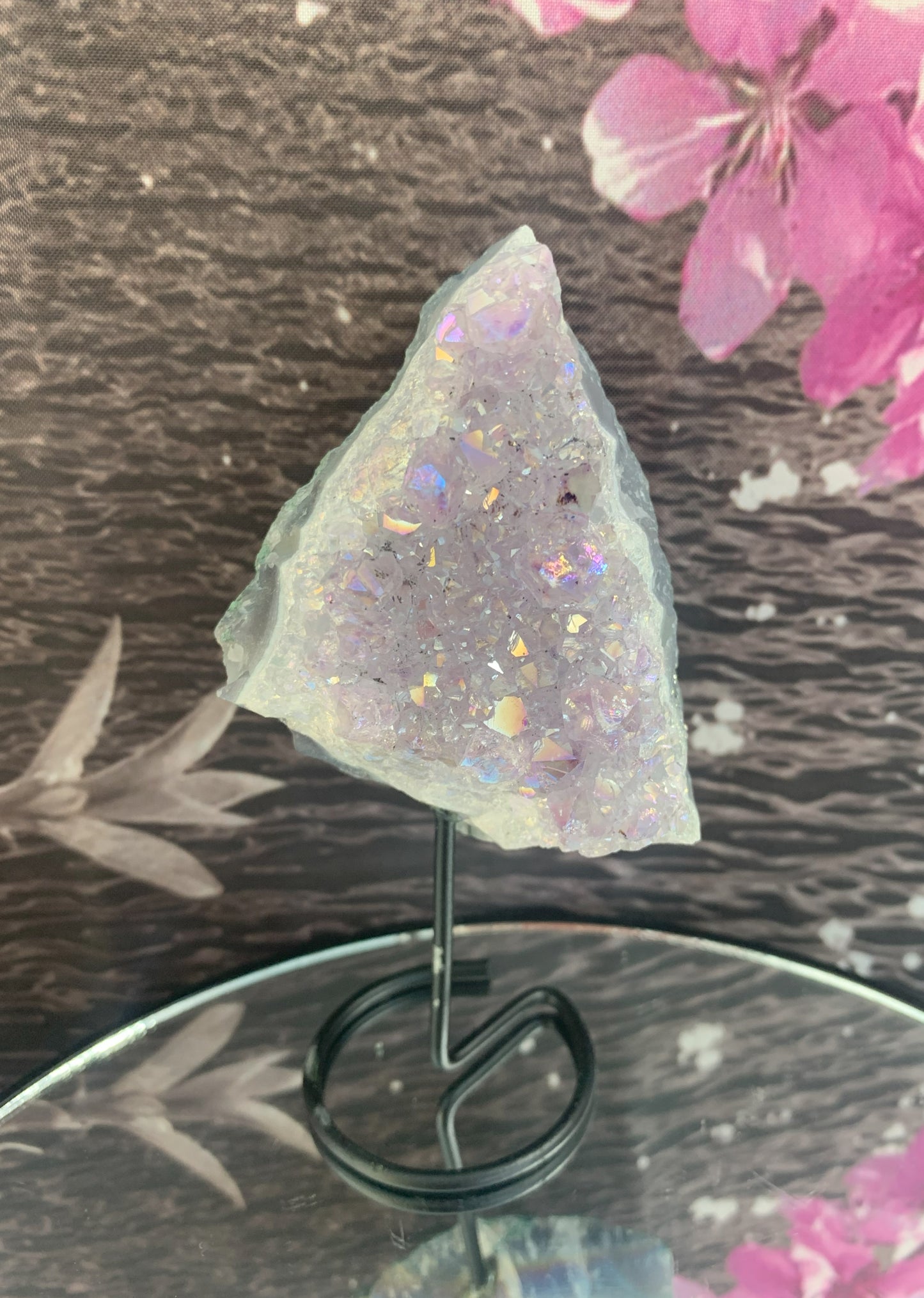 Druzy Aura Amethyst on Stand