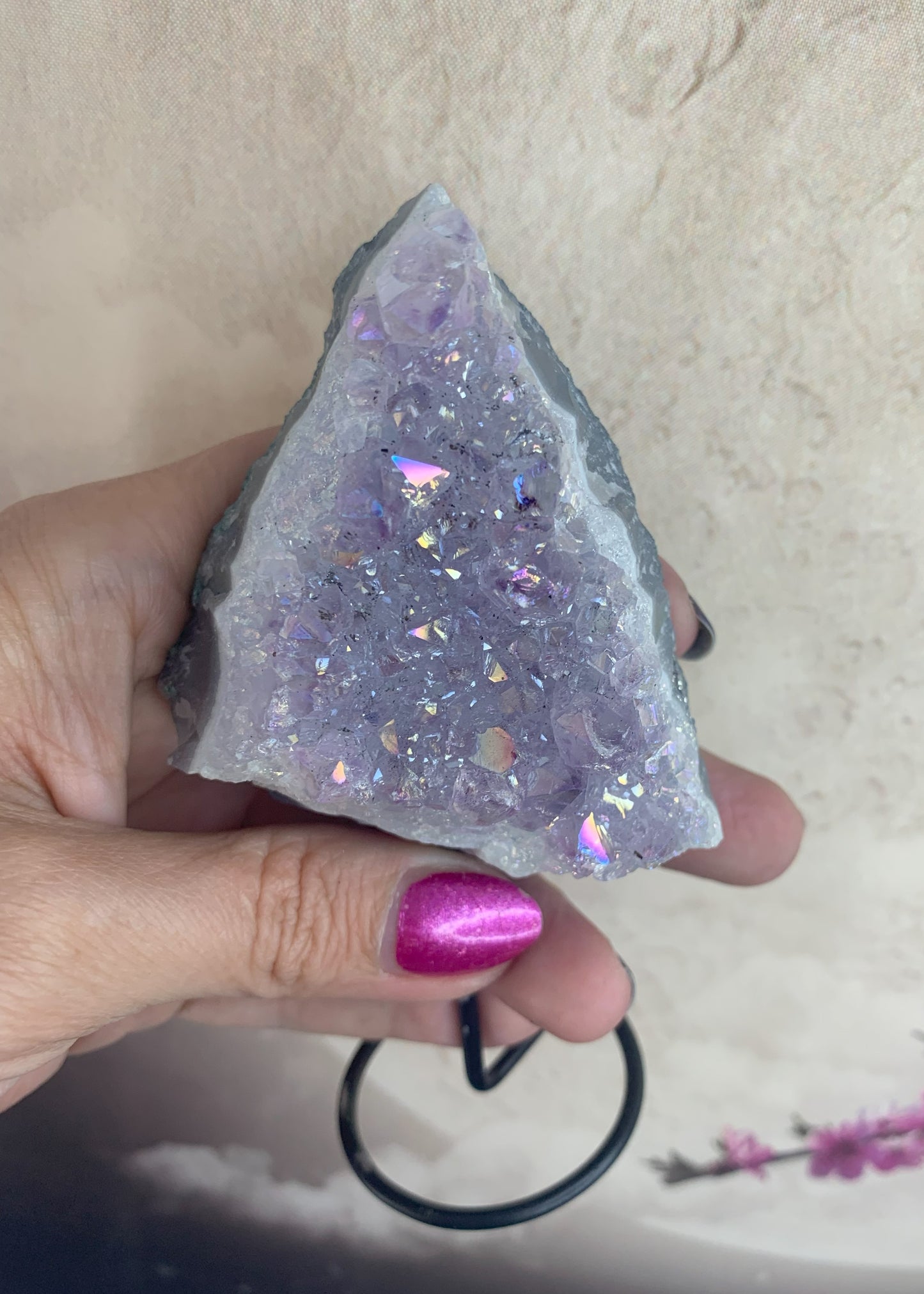 Druzy Aura Amethyst on Stand