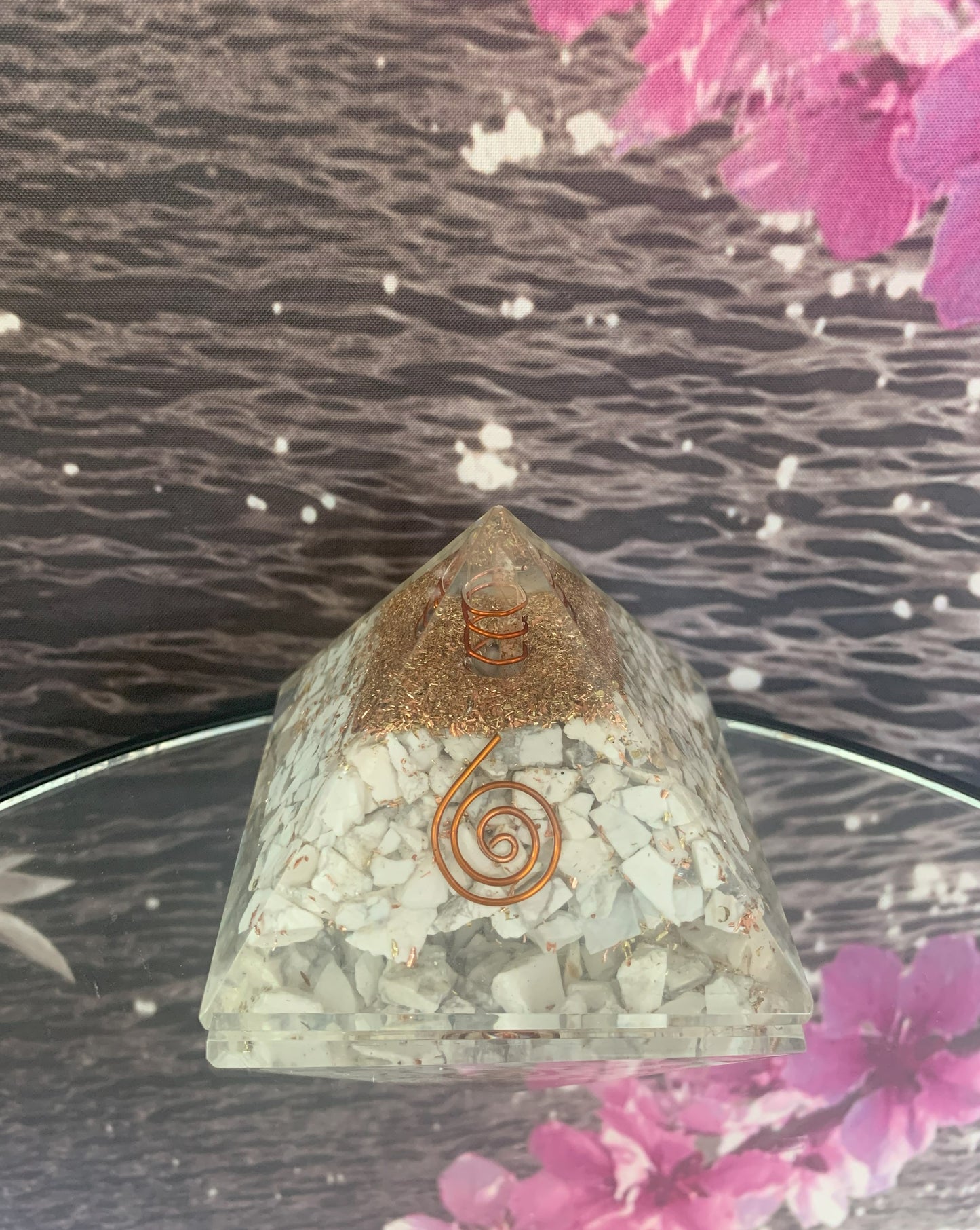 Howlite Orgonite Pyramid