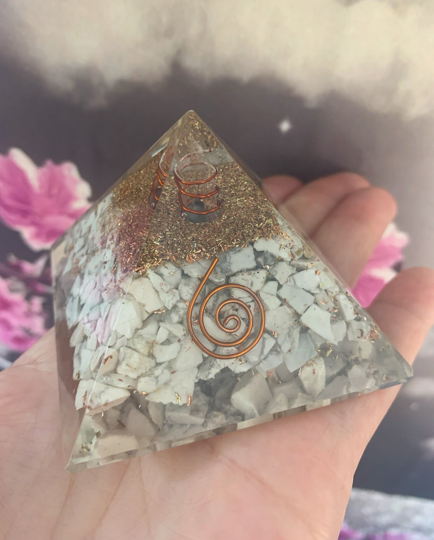 Howlite Orgonite Pyramid