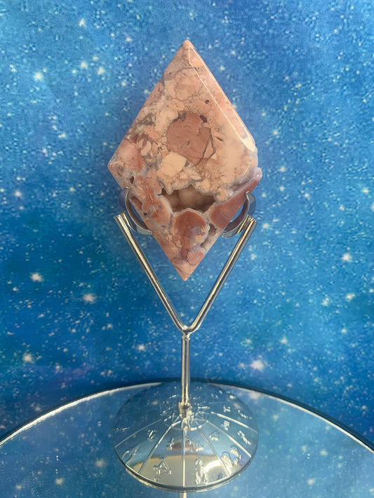 Pink Amethyst Rhombus on Stand