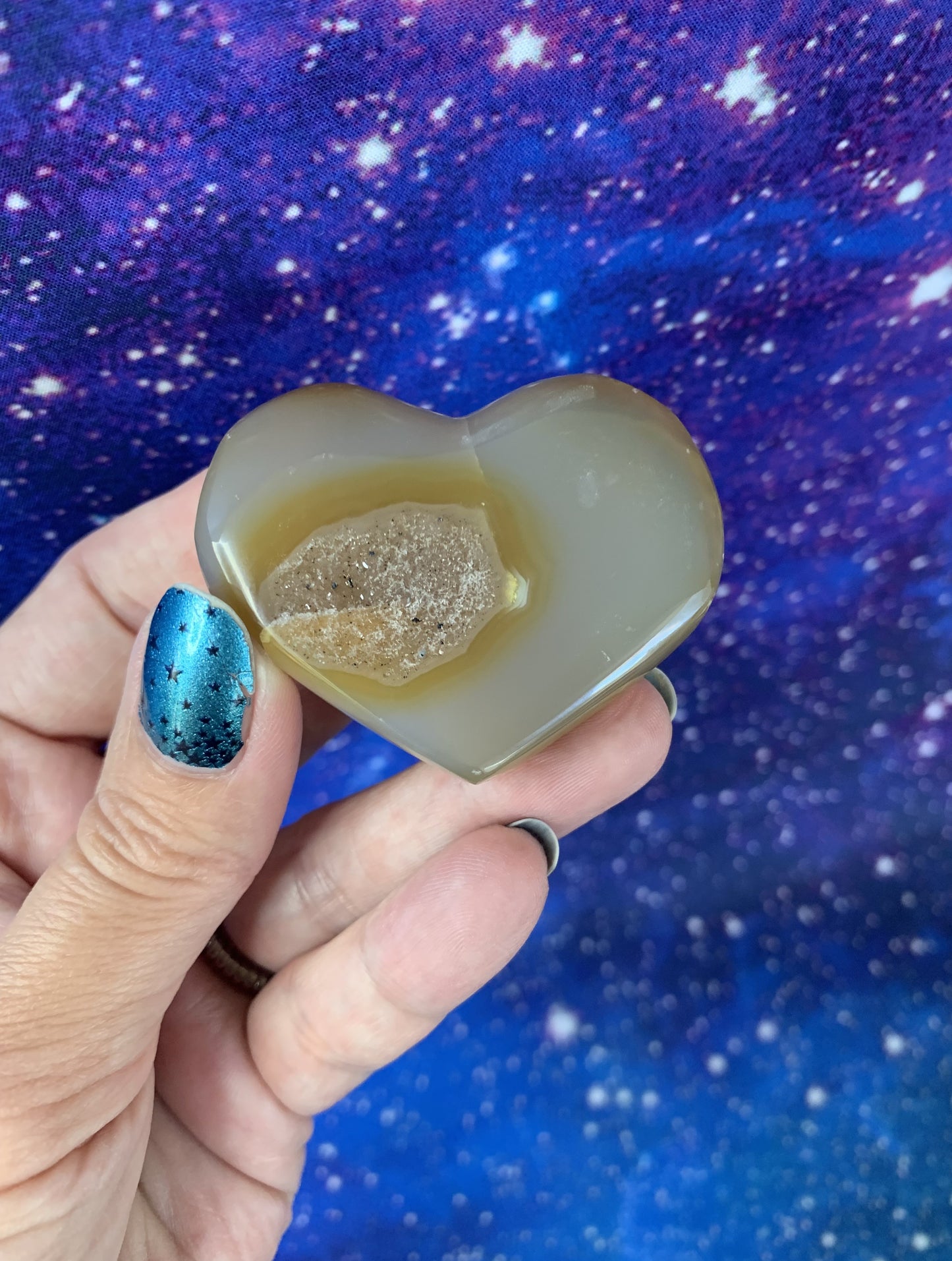 Polished Druzy Agate Heart