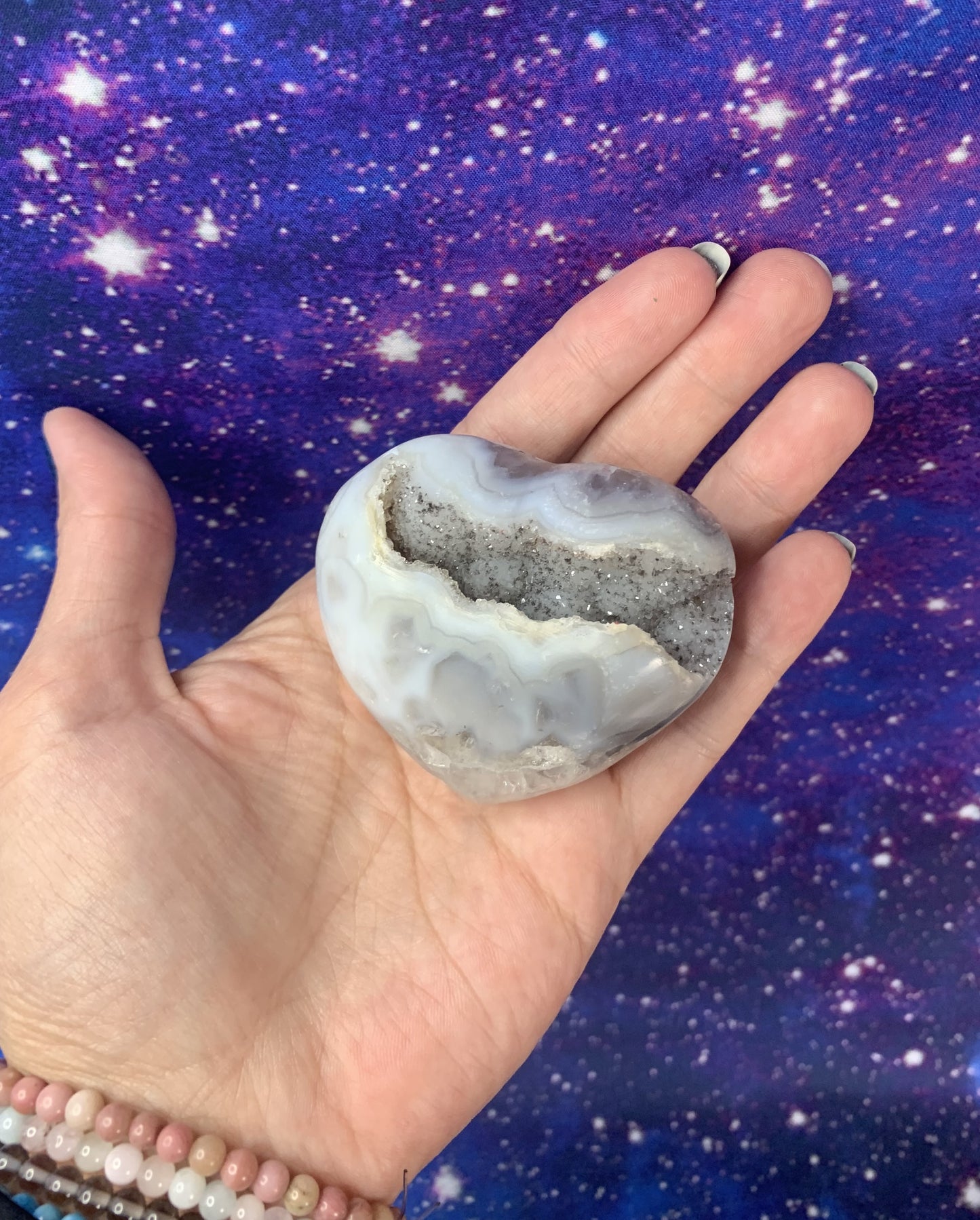 Polished Druzy Agate Heart