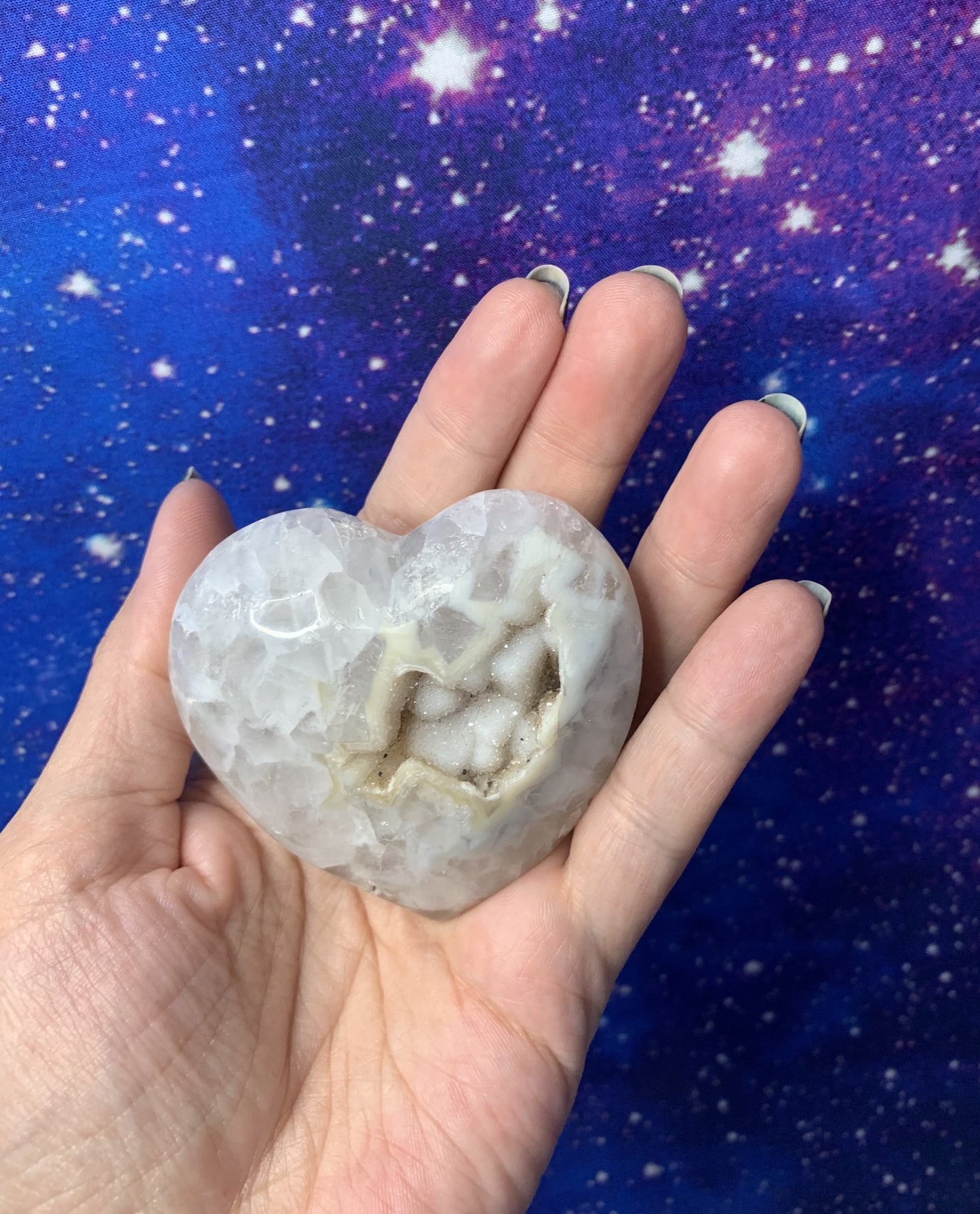 Polished Druzy Agate Heart