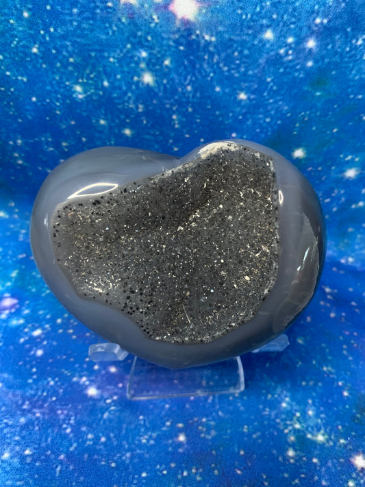 Polished Druzy Agate Heart