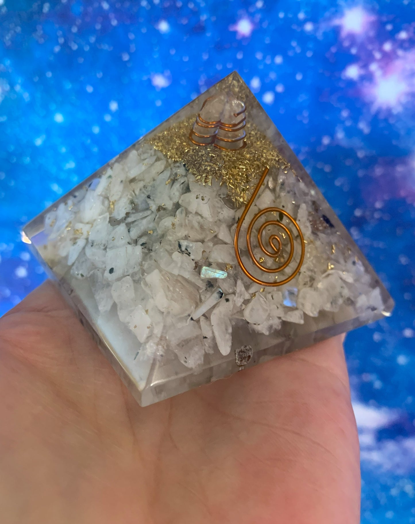 2.5" Rainbow Moonstone Orgonite Pyramid