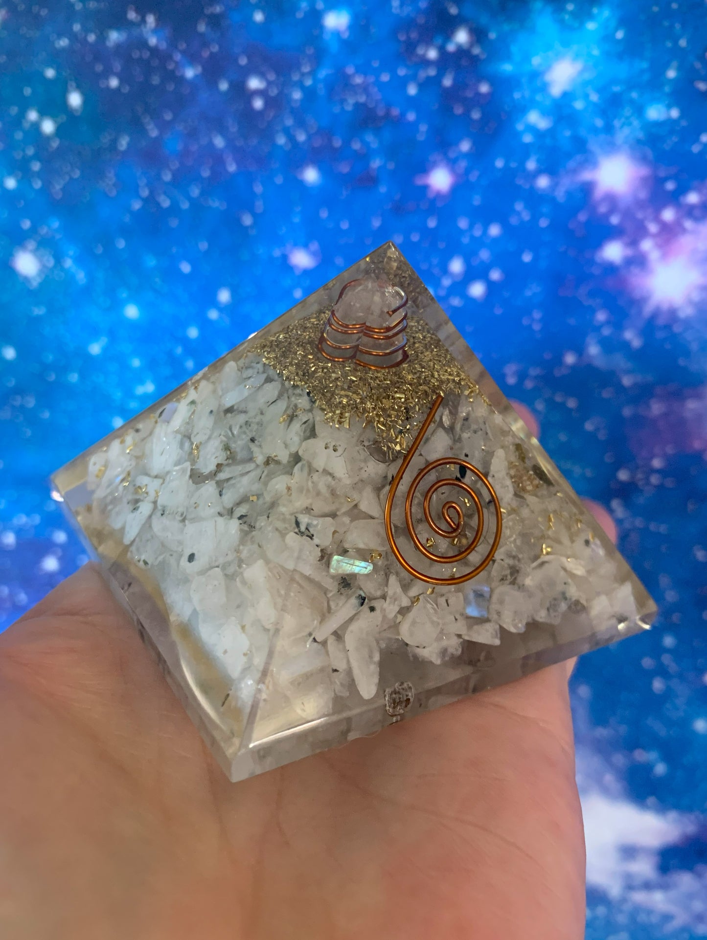 2.5" Rainbow Moonstone Orgonite Pyramid