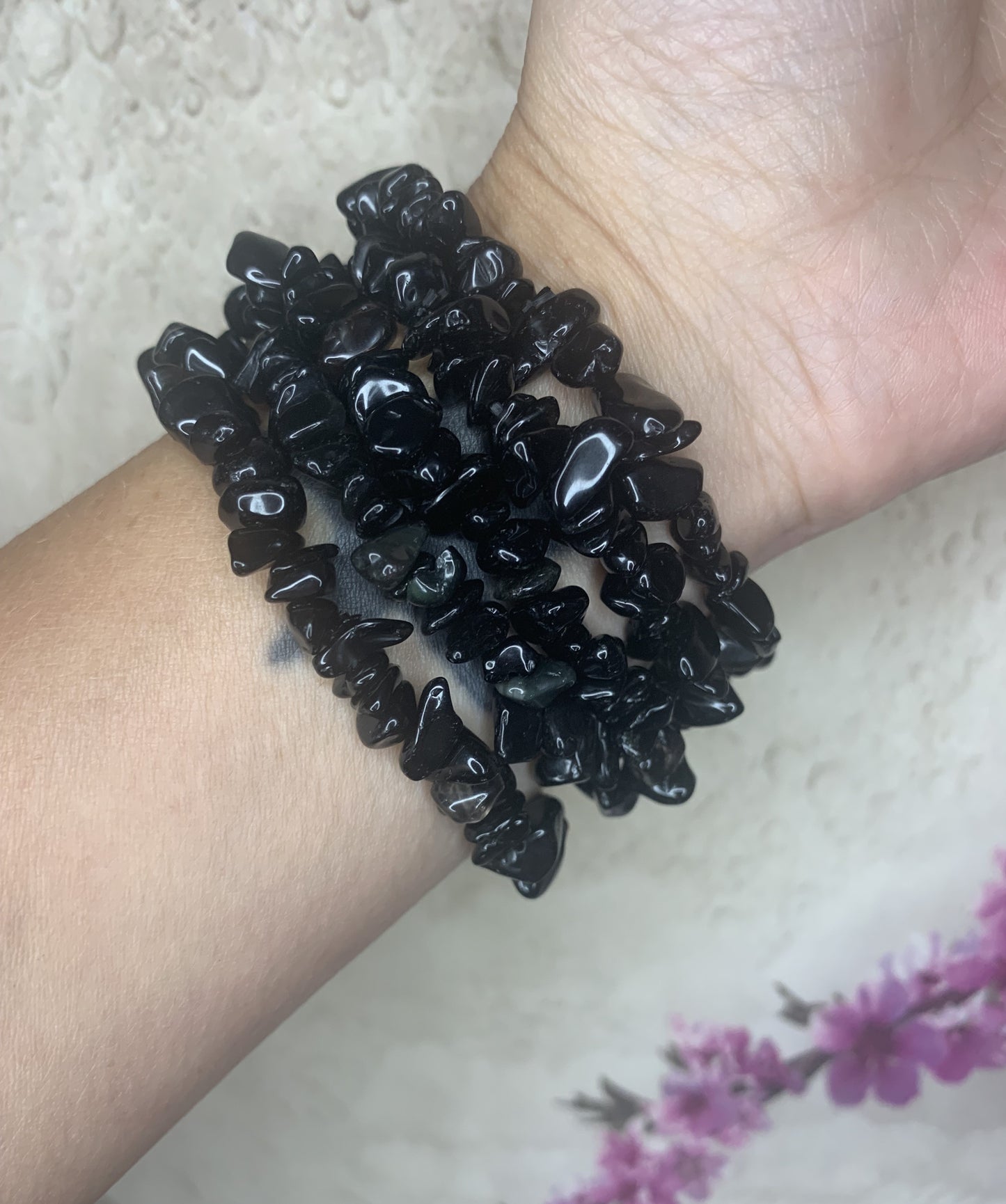 Black Obsidian Chip Bracelet