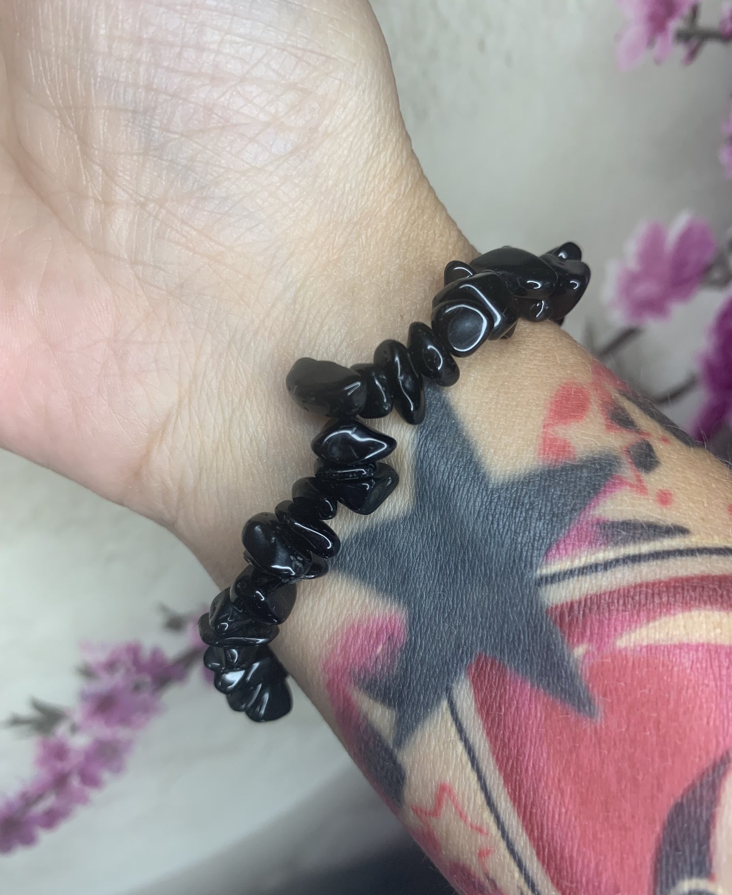 Black Obsidian Chip Bracelet