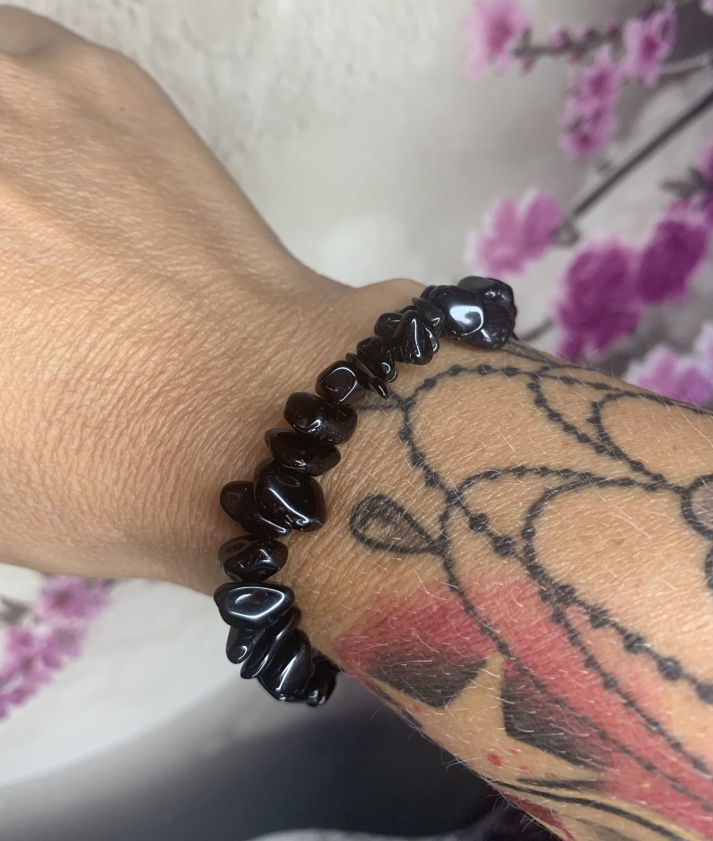 Black Obsidian Chip Bracelet