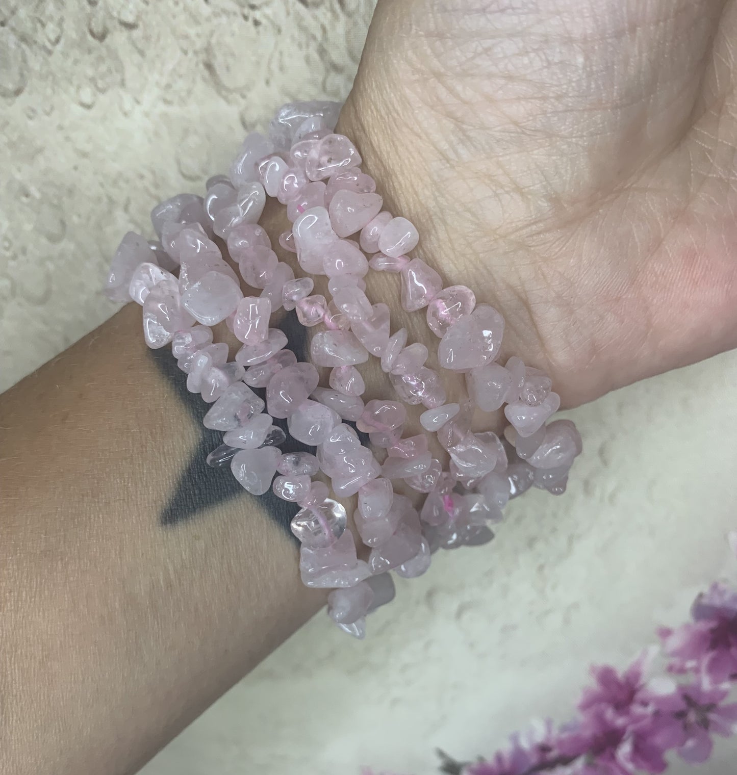 Rose Quartz Chip Bracelet