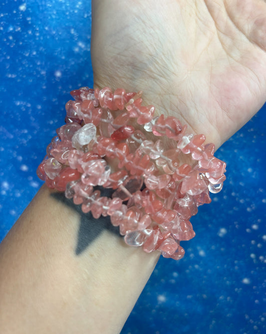 Cherry Quartz Chip Bracelets