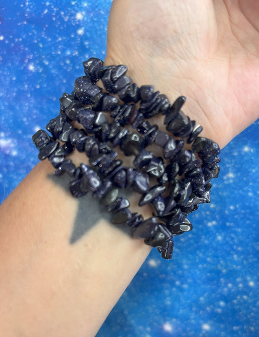 Blue Goldstone Chip Bracelets