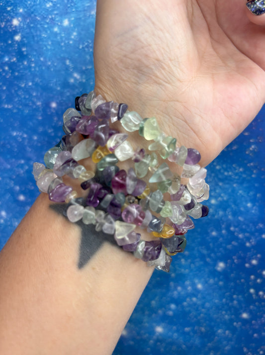 Rainbow Fluorite Chip Bracelets