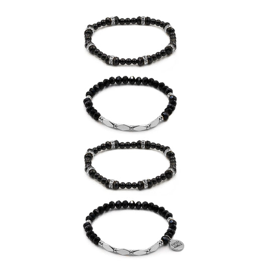Silver Coal Bracelet Set