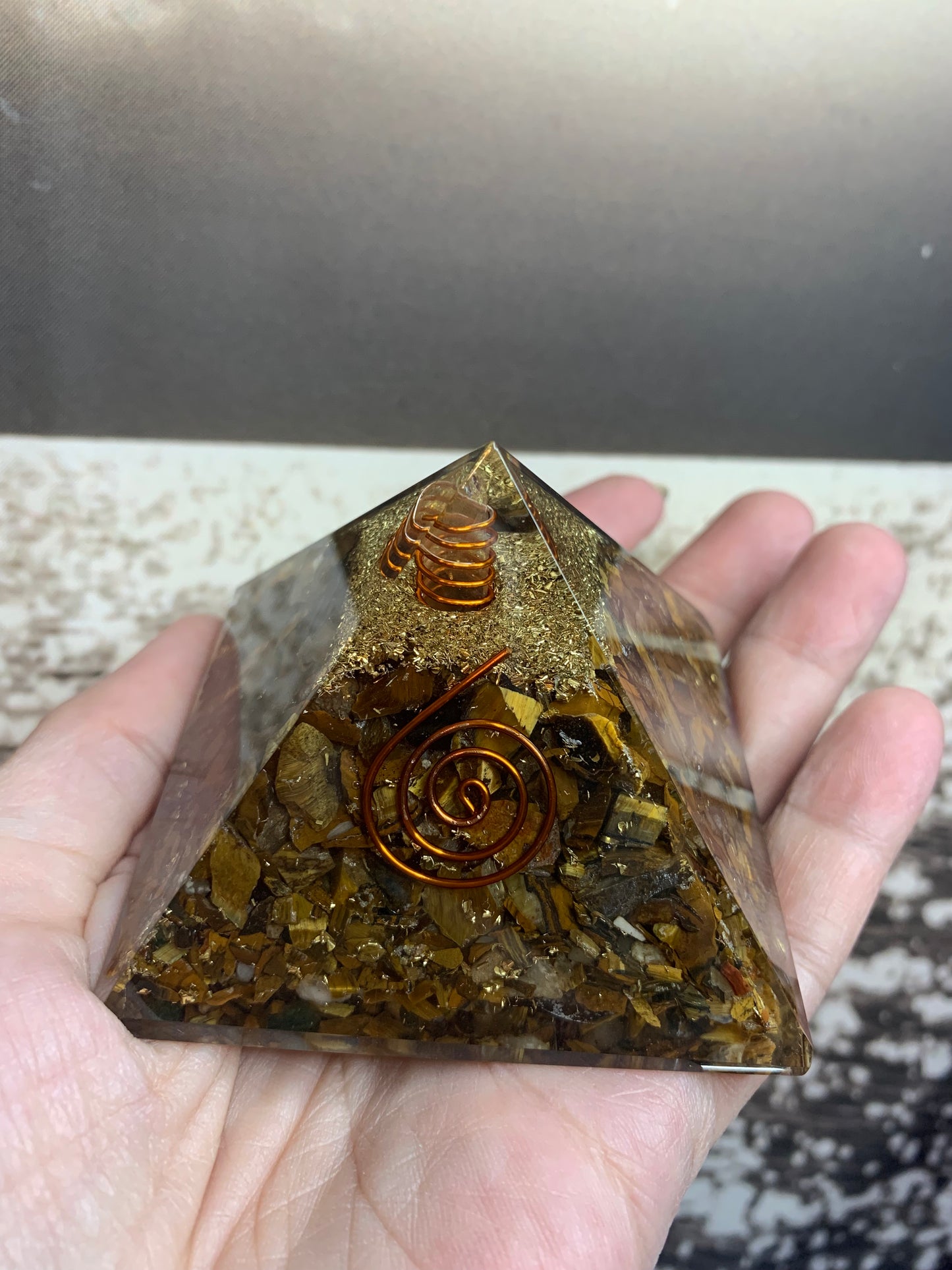 Tigers Eye Orgonite Pyramid