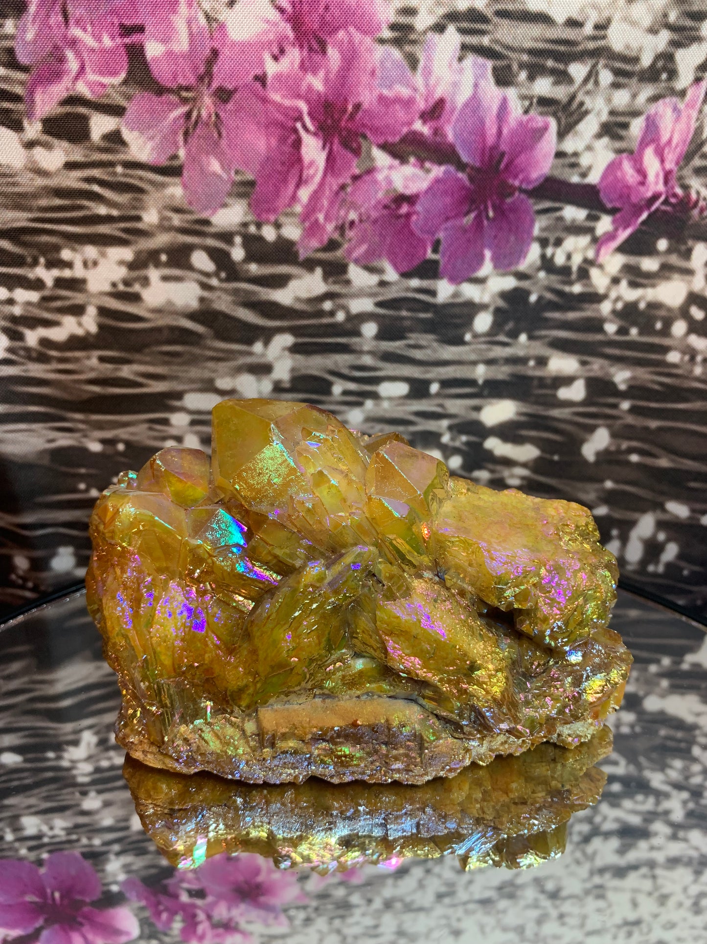 Yellow Aura Quartz Cluster