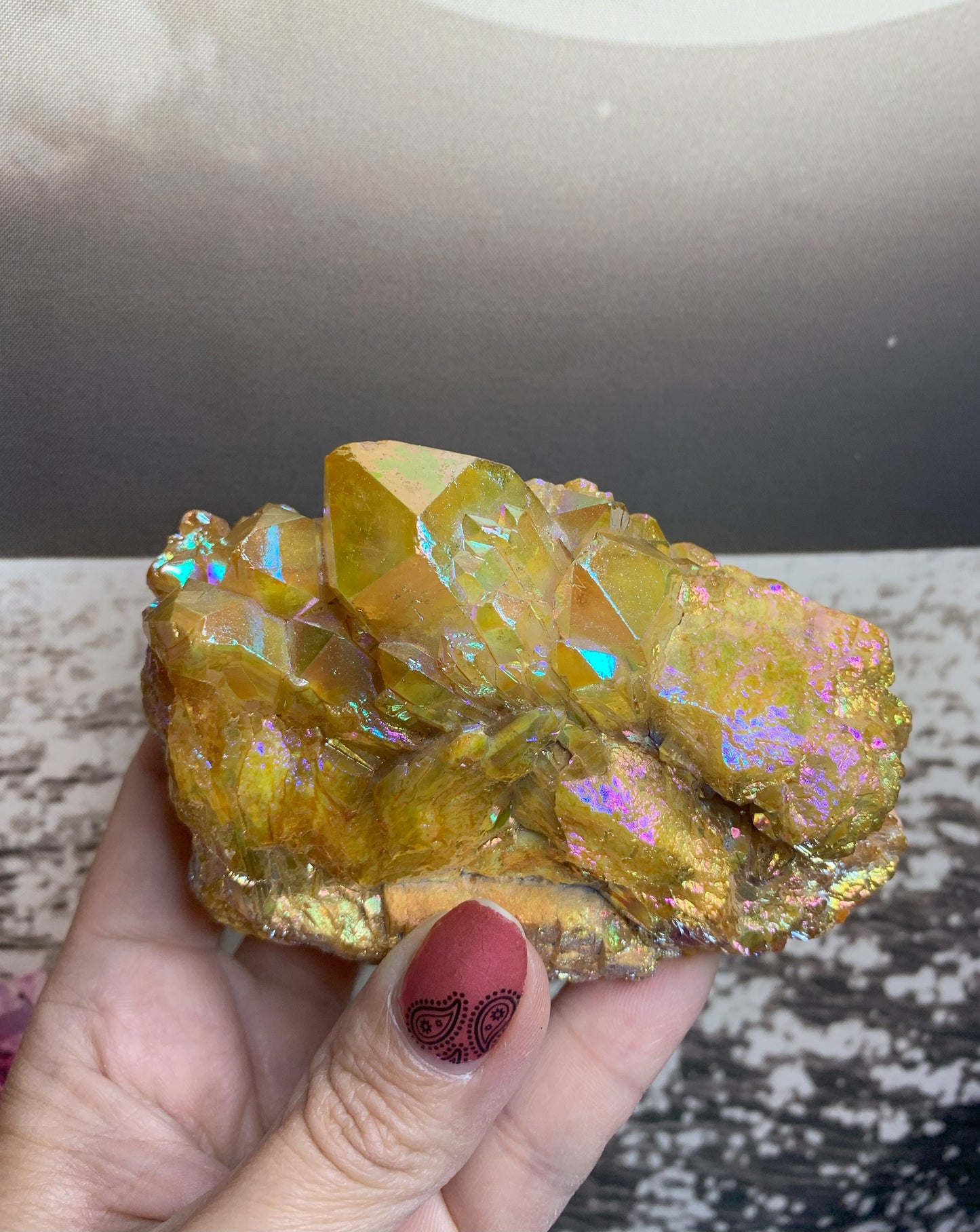 Yellow Aura Quartz Cluster