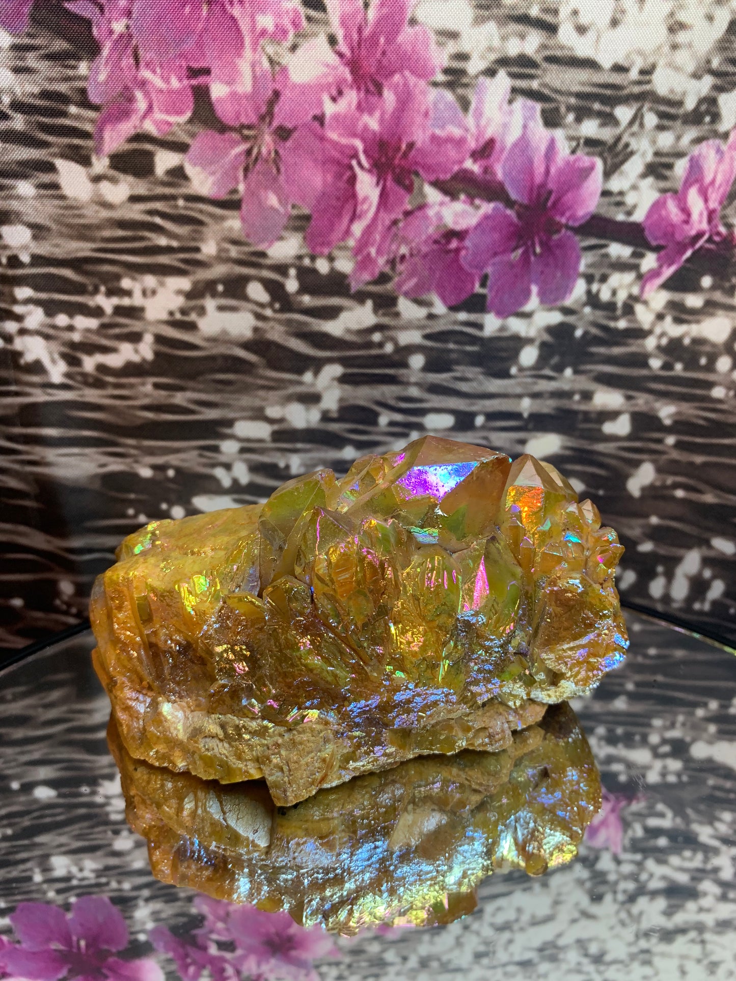 Yellow Aura Quartz Cluster